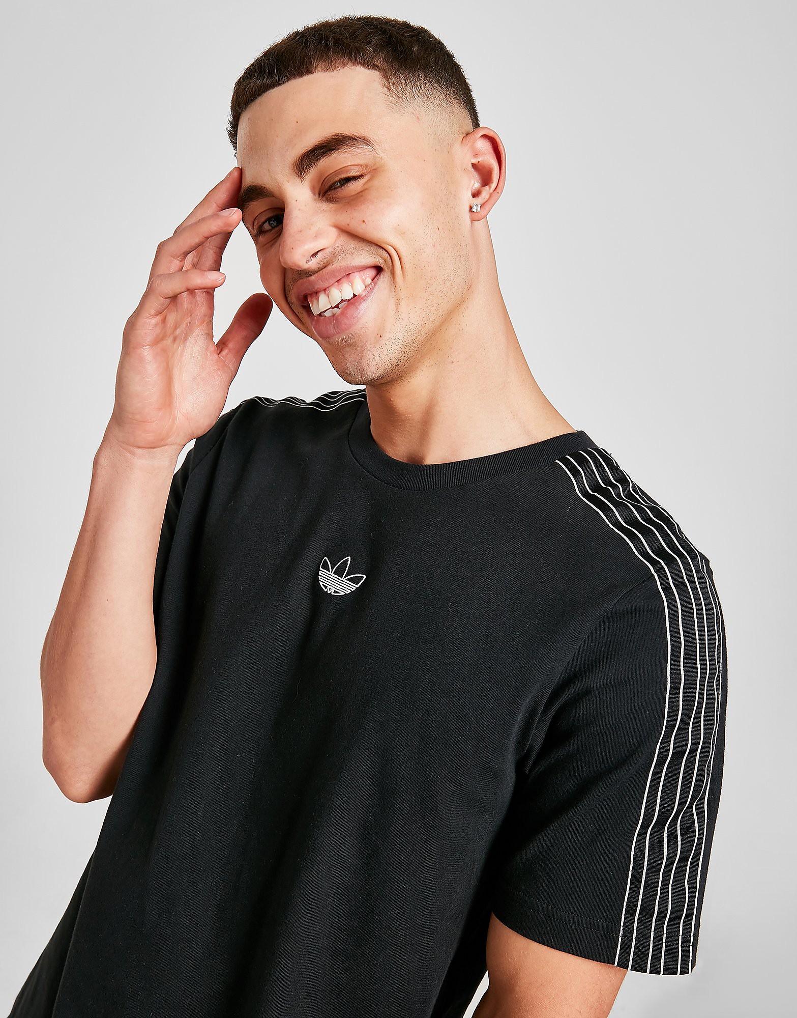 

adidas Originals SPRT 3-Stripes T-Shirt - Black / Chalk White - Mens, Black / Chalk White