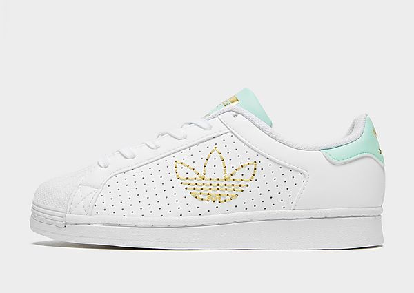 Adidas Originals Superstar Perforated Women's - Cloud White / Clear Mint / Gold Metallic, Cloud White / Clear Mint / Gold Metallic