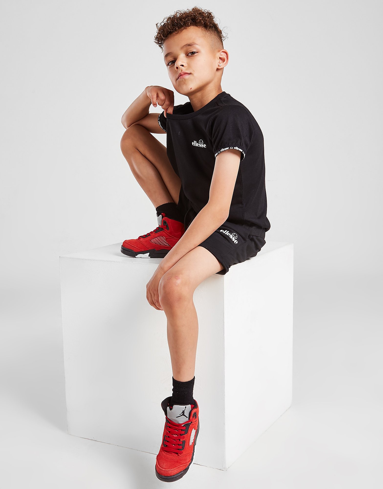 

Ellesse Pollios Tape T-Shirt/Shorts Set Children - Only at JD - Black - Kids, Black