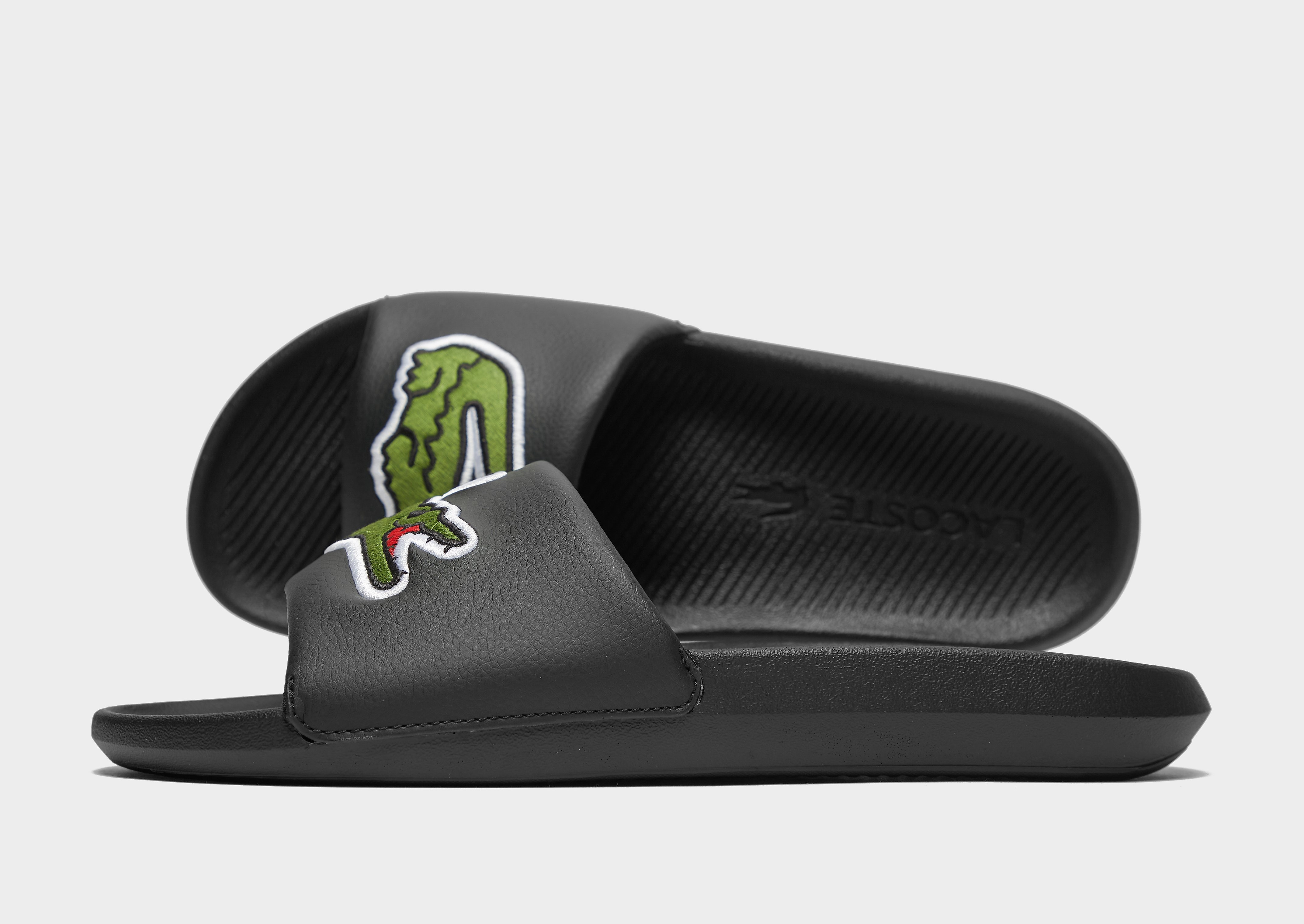 

Lacoste Croco Slides - Black - Mens, Black
