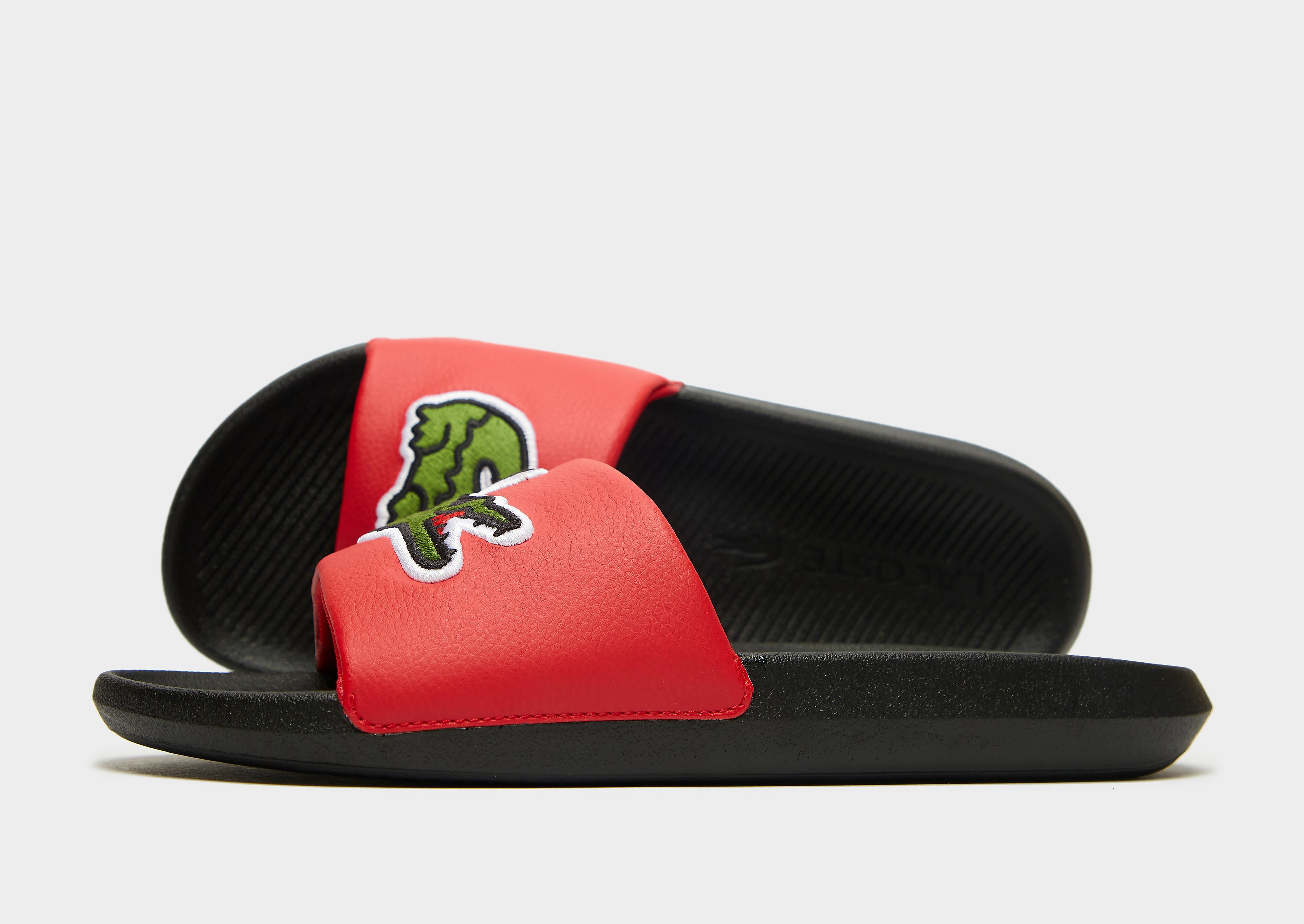 

Lacoste Croco Slides - Black/Red - Mens, Black/Red