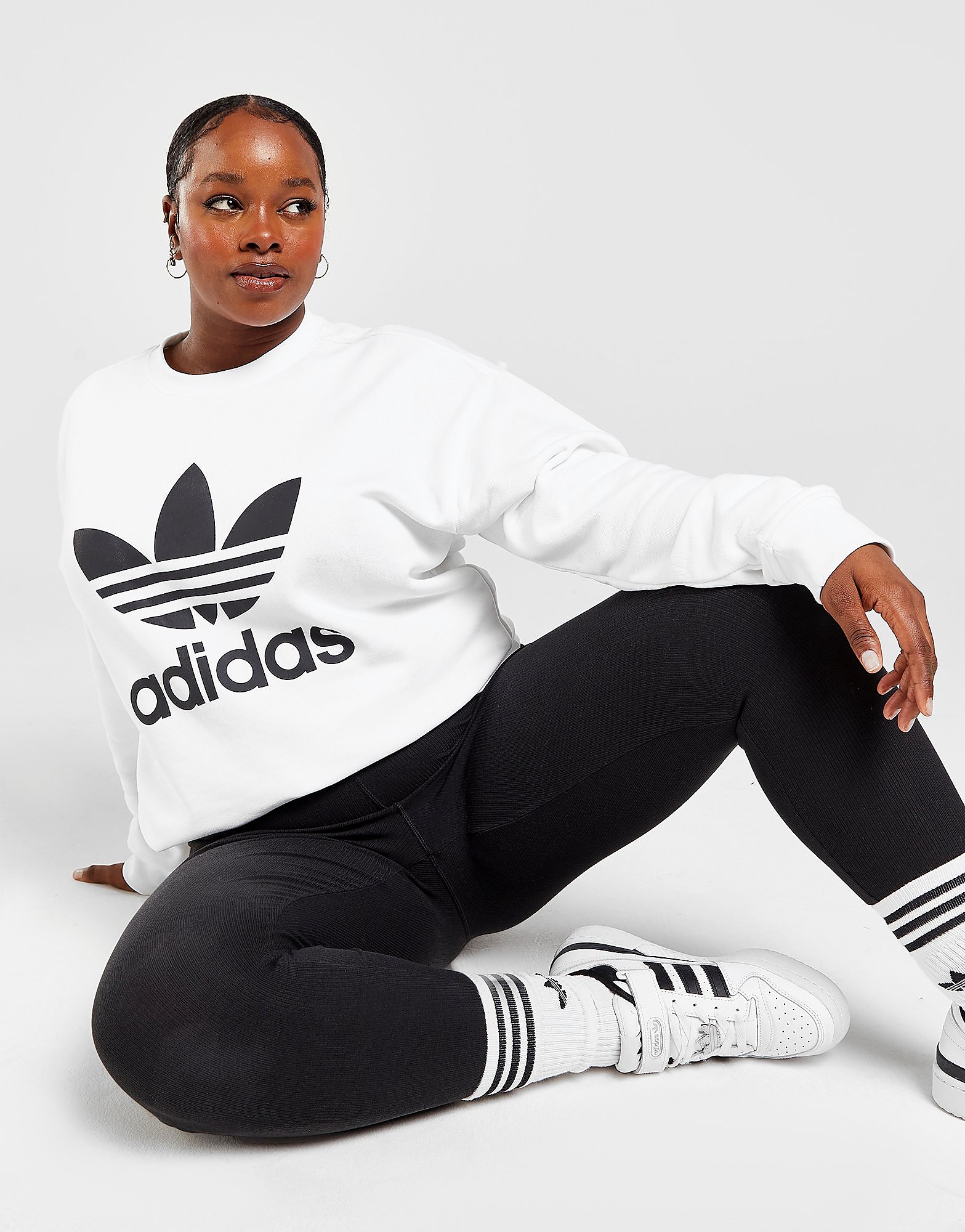 

adidas Originals Trefoil Crew Sweatshirt - White - Womens, White