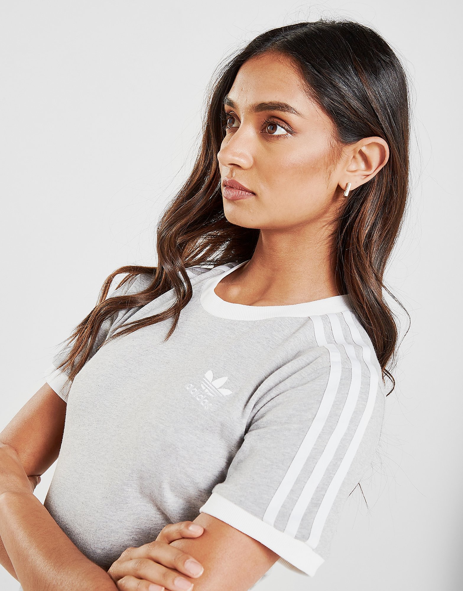adidas Originals 3-Stripes California T-Shirt - Grey - Womens, Grey