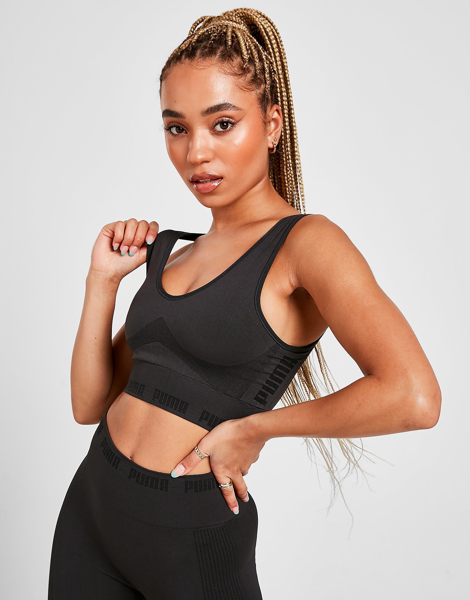 

Puma evoKNIT V-Neck Seamless Bra - Black - Womens, Black