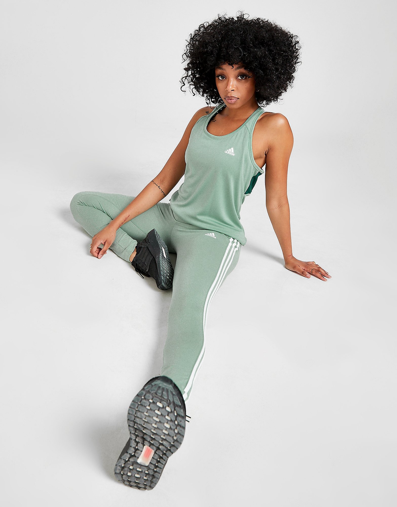 

adidas 3-Stripes Tights - Hazy Green / White - Womens, Hazy Green / White