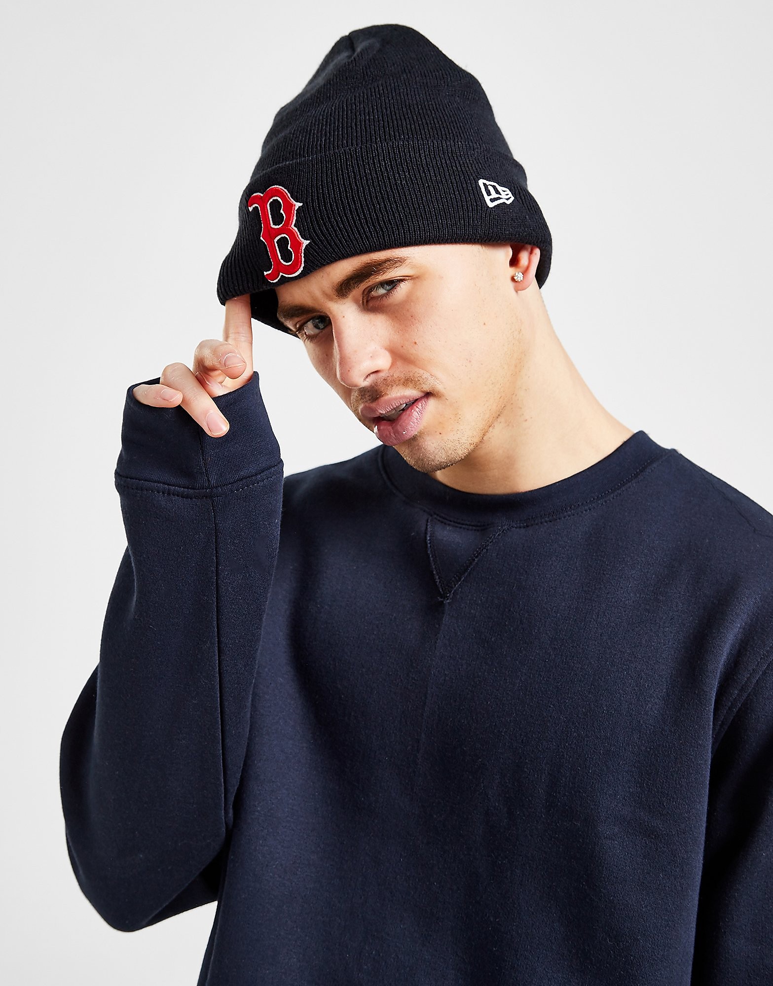 

New Era MLB Boston Red Box Beanie Hat - Navy/Red - Womens, Navy/Red