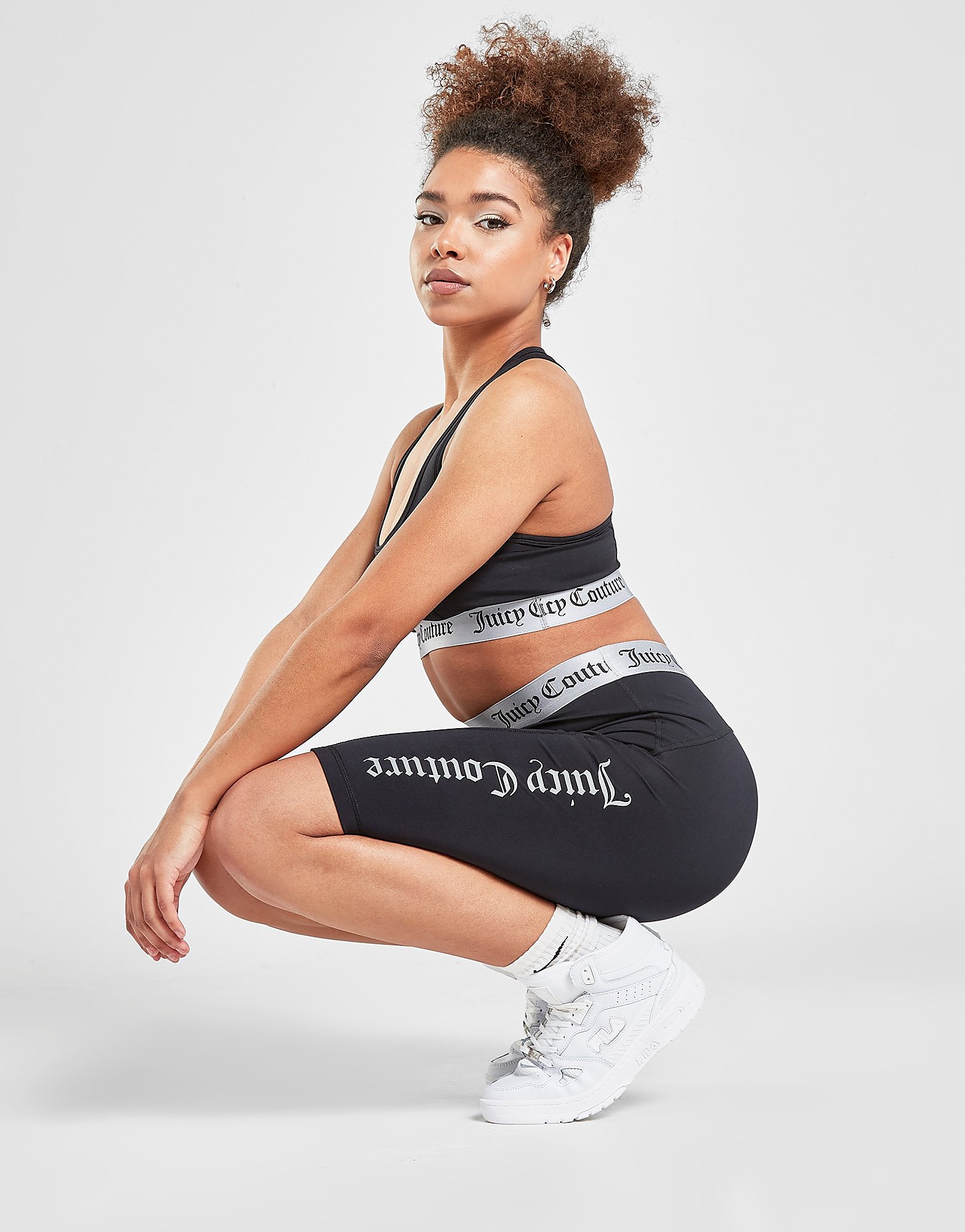 

JUICY COUTURE Logo Sport Cycle Shorts - Black/Silver - Womens, Black/Silver