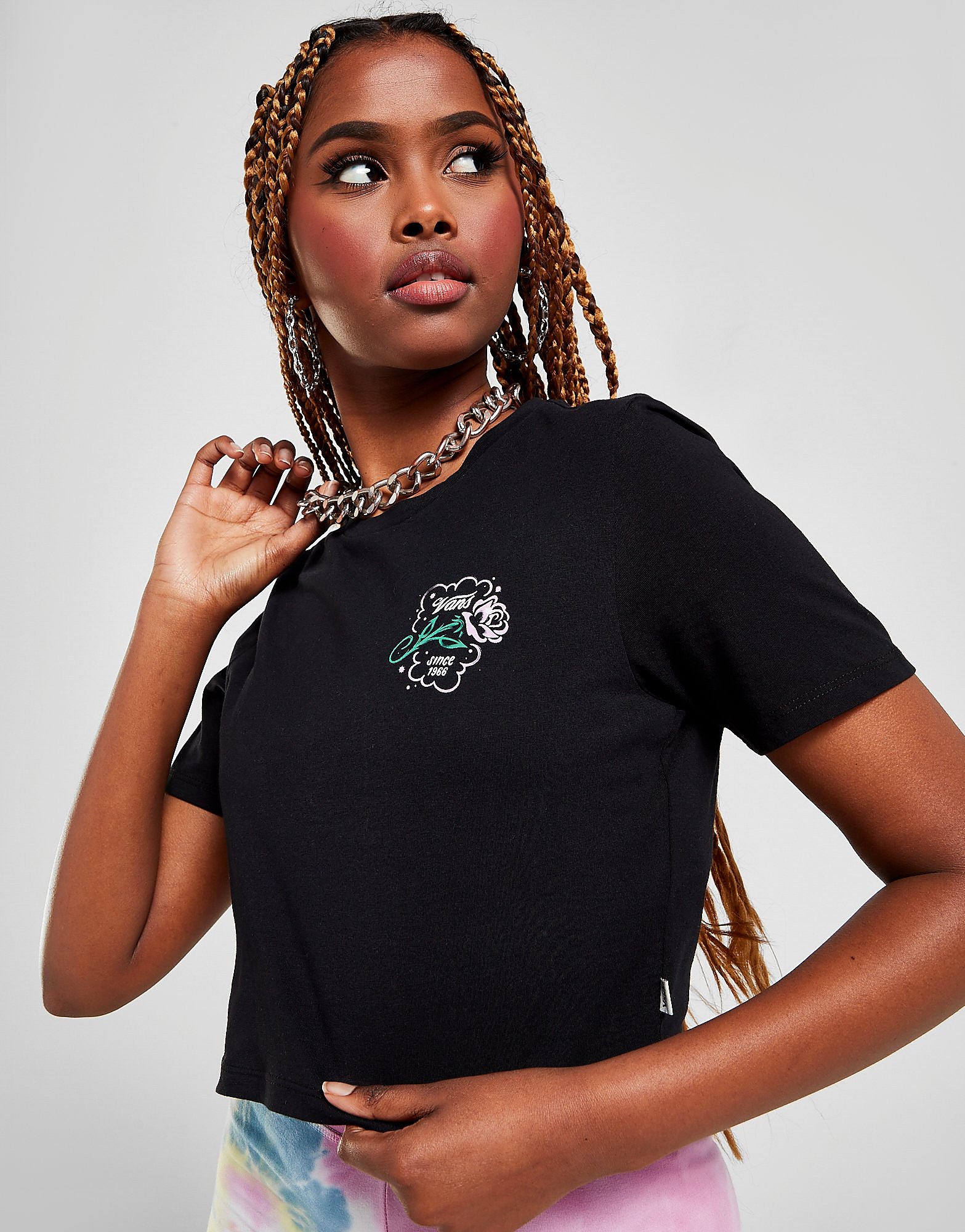 

Vans Petal Fitted Crop T-Shirt - Black - Womens, Black