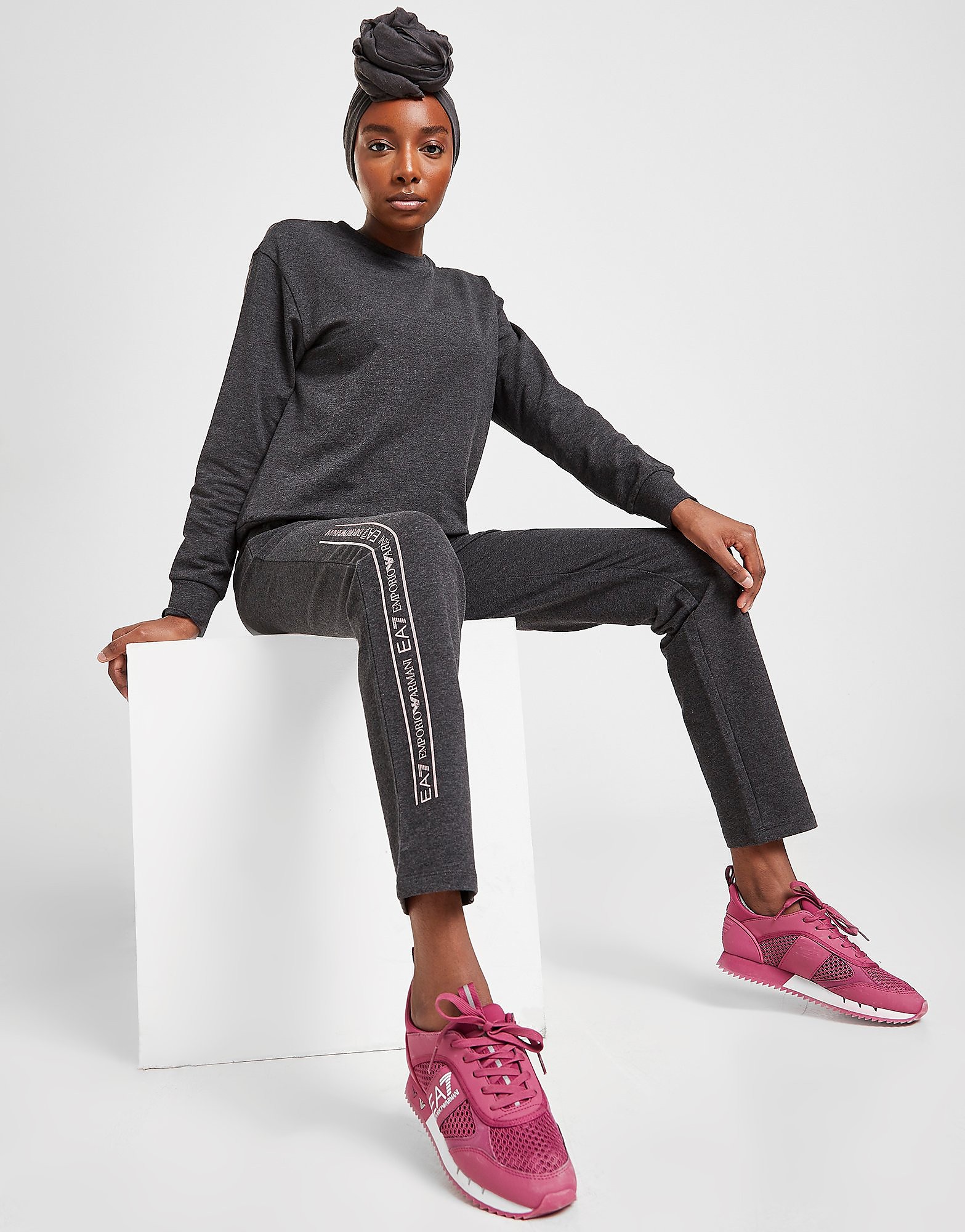 

Emporio Armani EA7 Tape Crew Tracksuit - Grey - Womens, Grey