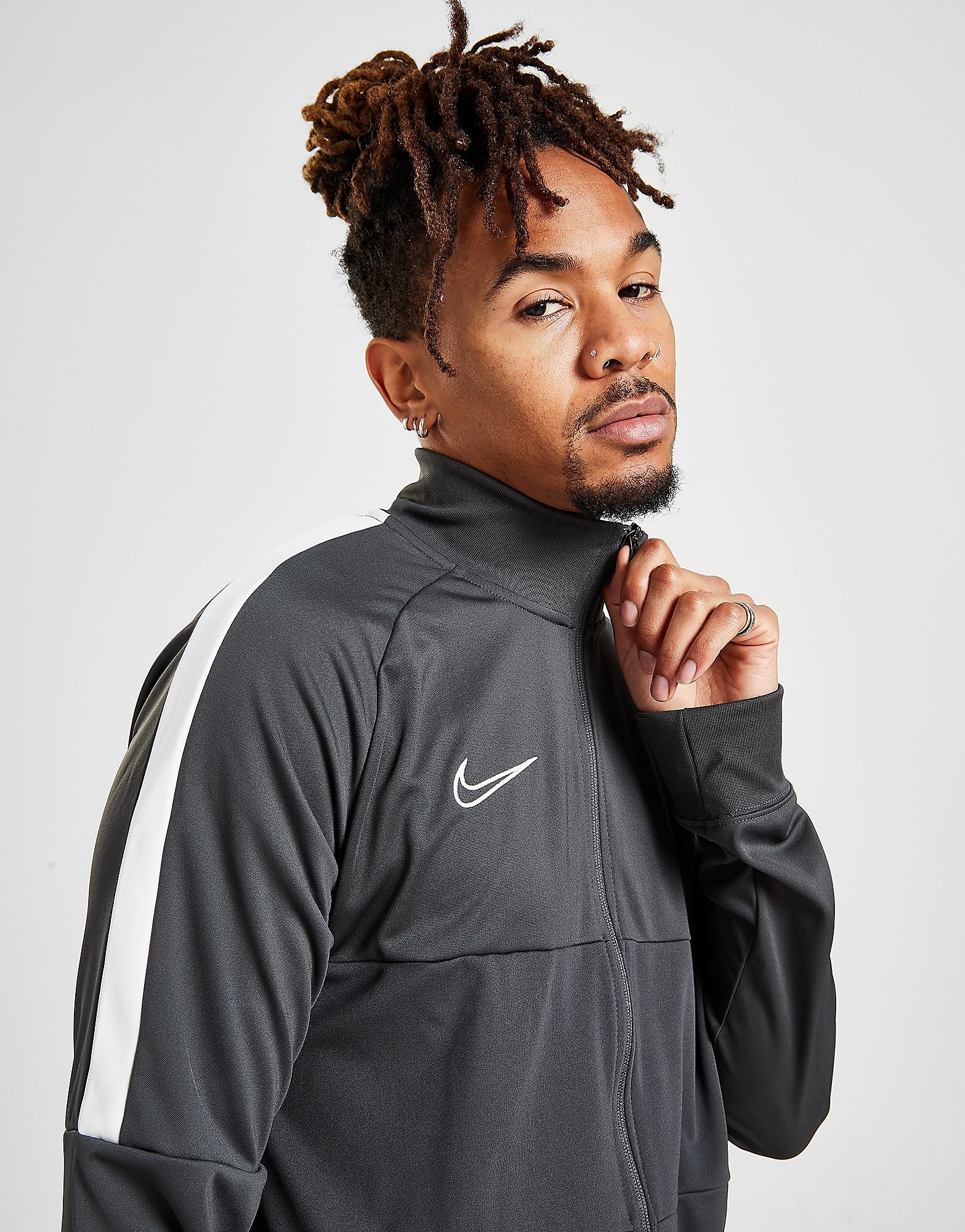 

Nike Academy Poly Track Top - Grey/White - Mens, Grey/White