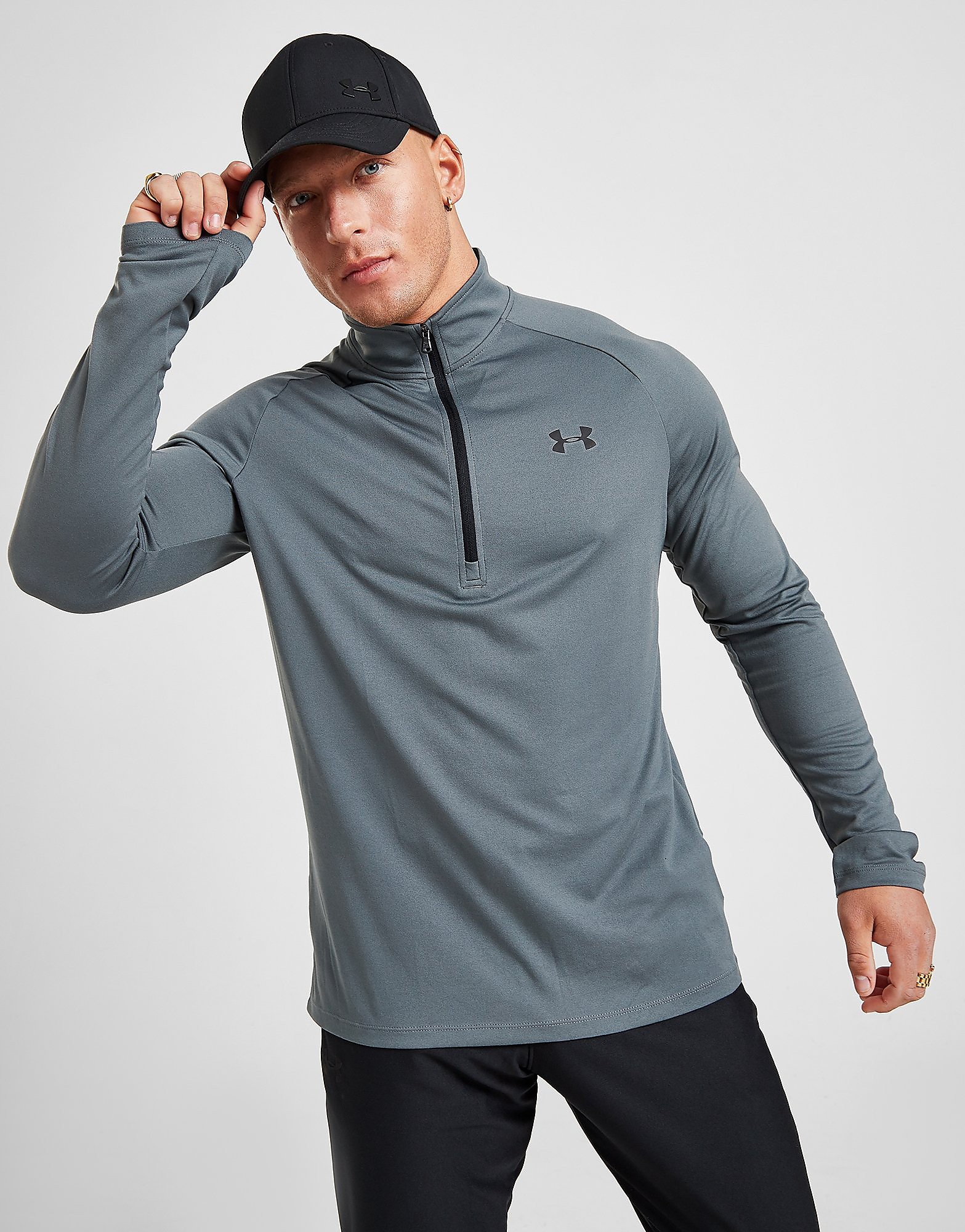 

Under Armour Tech 1/4 Zip Top - Grey/Black - Mens, Grey/Black