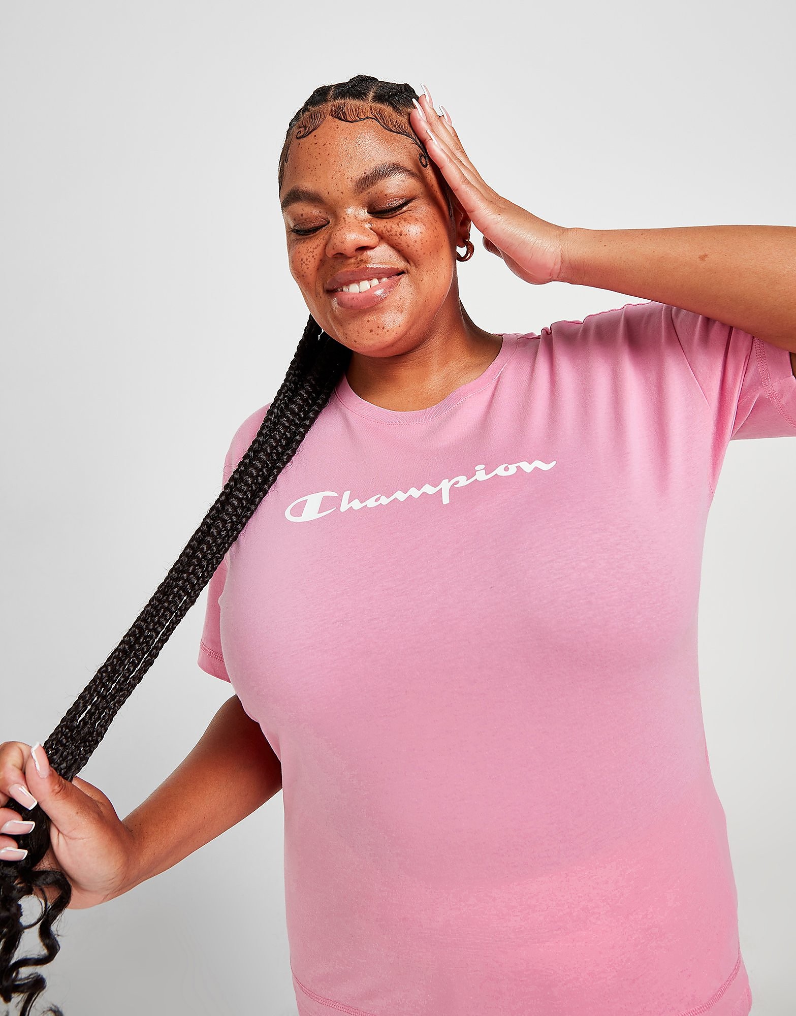 Champion Script Logo Plus Size T-Shirt Dam - Only at JD, Rosa