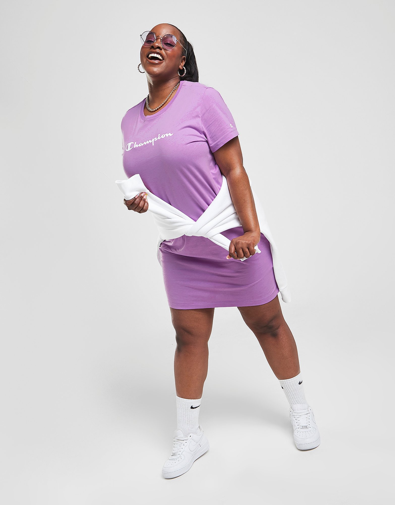 

Champion Script Logo Plus Size T-Shirt Dress - Only at JD - Purple - Womens, Purple