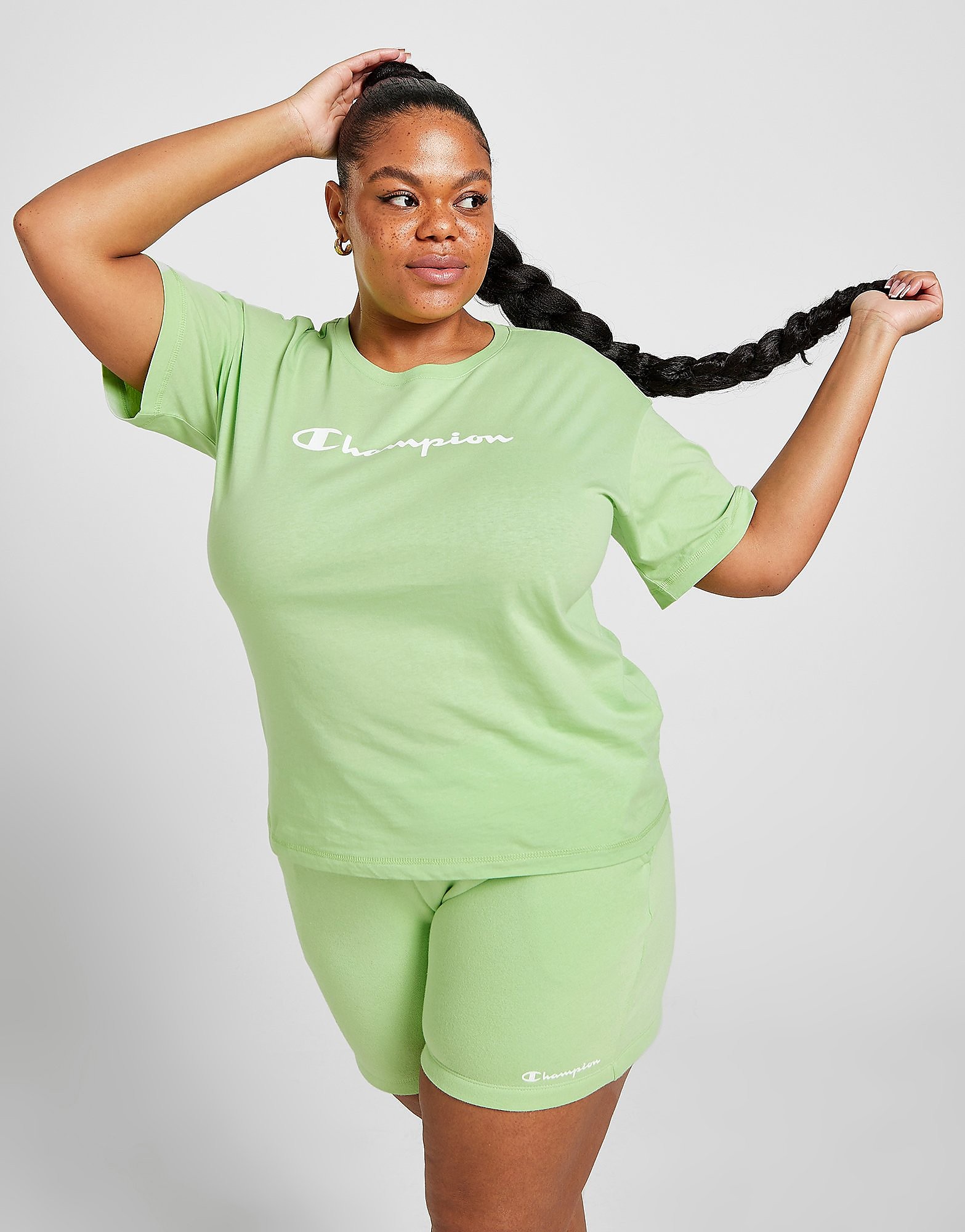 

Champion Script Logo Plus Size T-Shirt - Only at JD - Green - Womens, Green