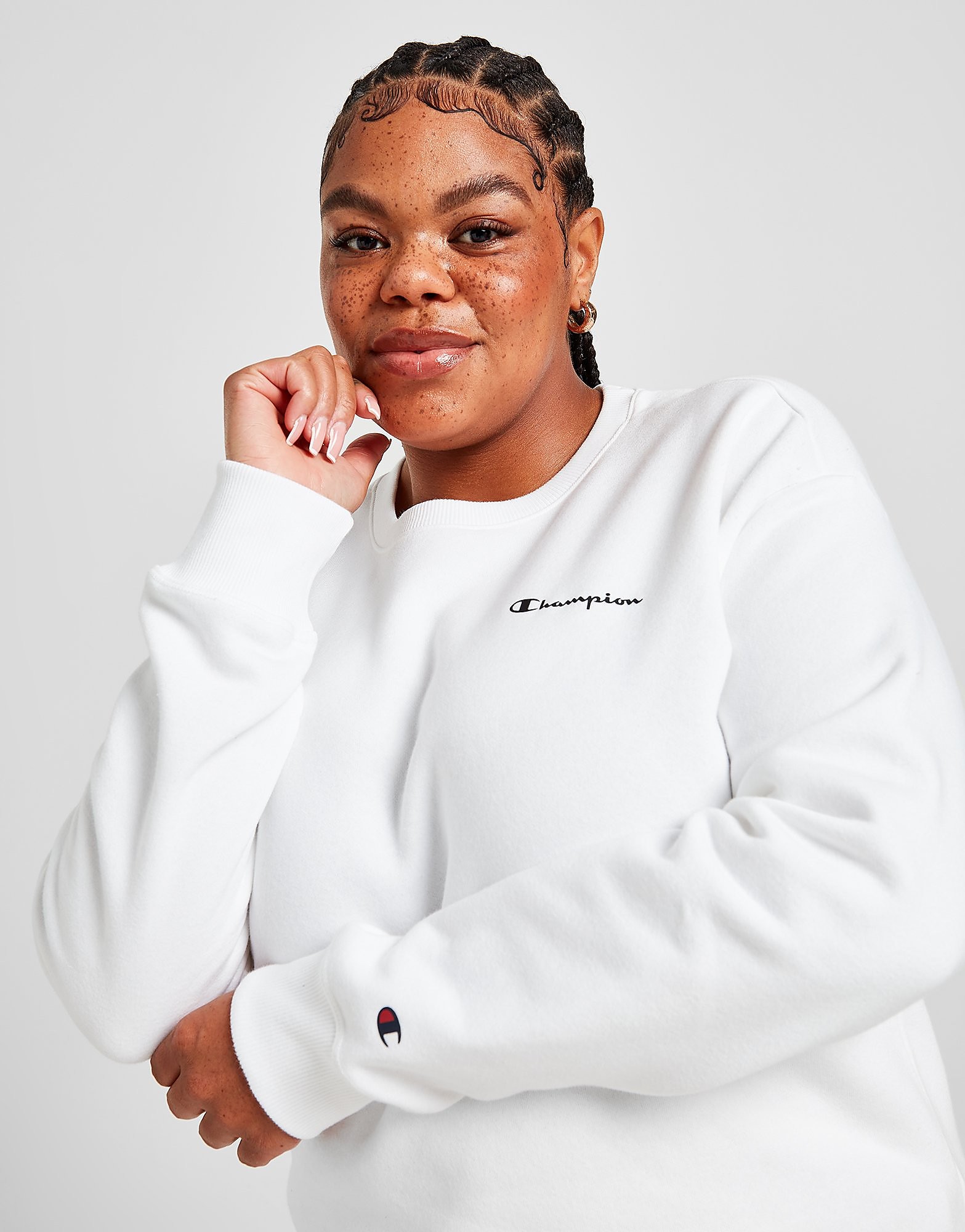 

Champion Plus Size Small Logo Crew Sweatshirt - Only at JD - White - Womens, White