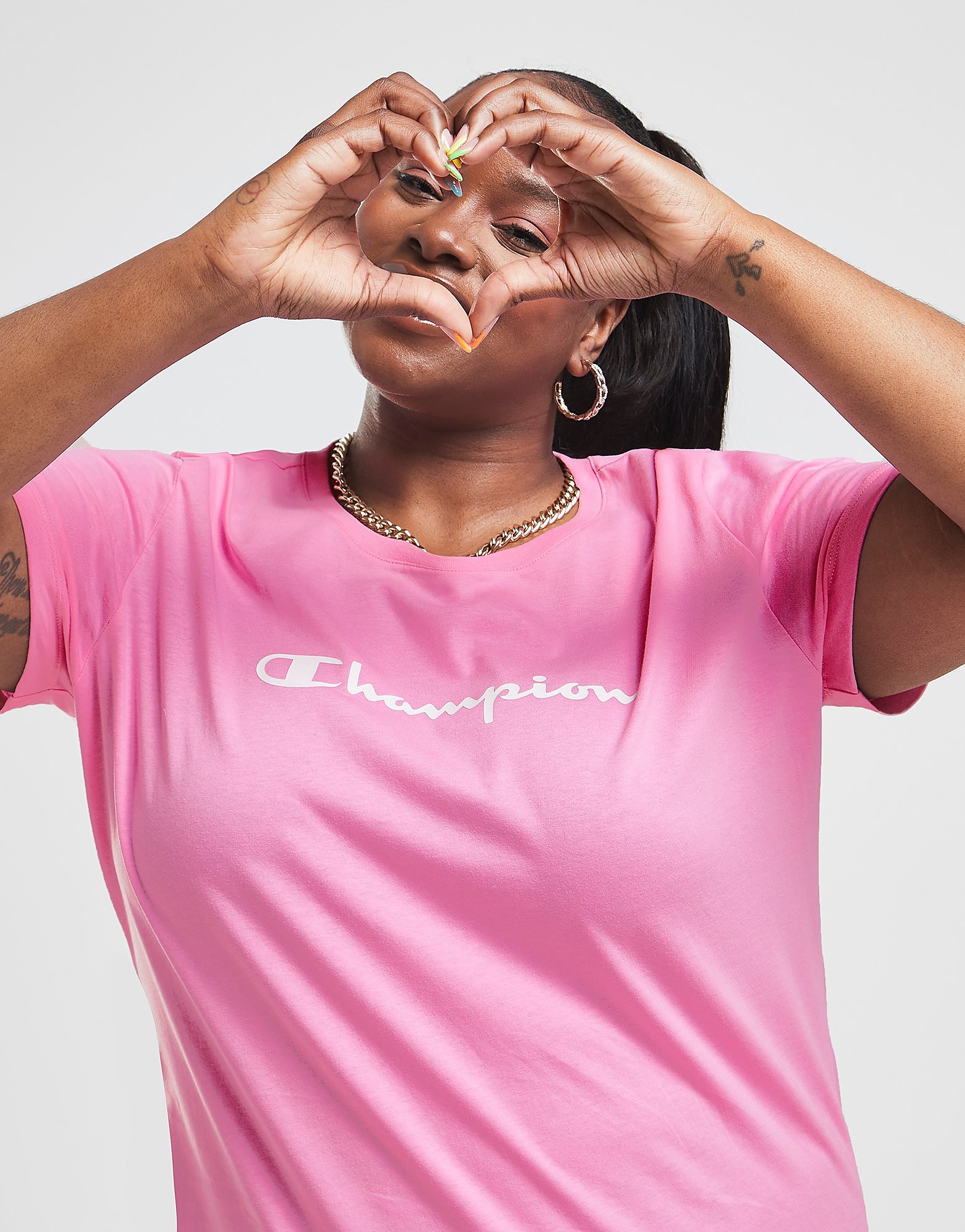 Champion Script Logo Plus Size T-Shirt Dress - Only at JD - Pink - Womens, Pink