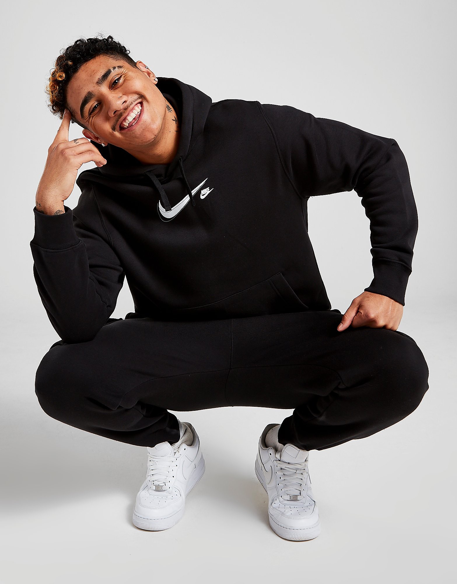

Nike T100 Court Overhead Hoodie - Black/Black - Mens, Black/Black