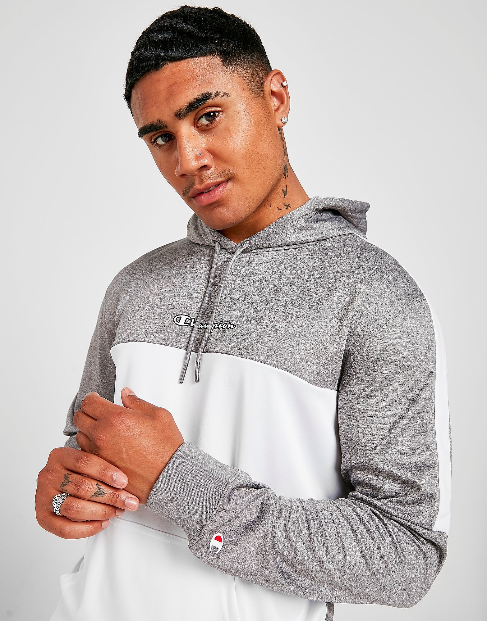 

Champion Poly Overhead Hoodie - Only at JD - White/Grey - Mens, White/Grey