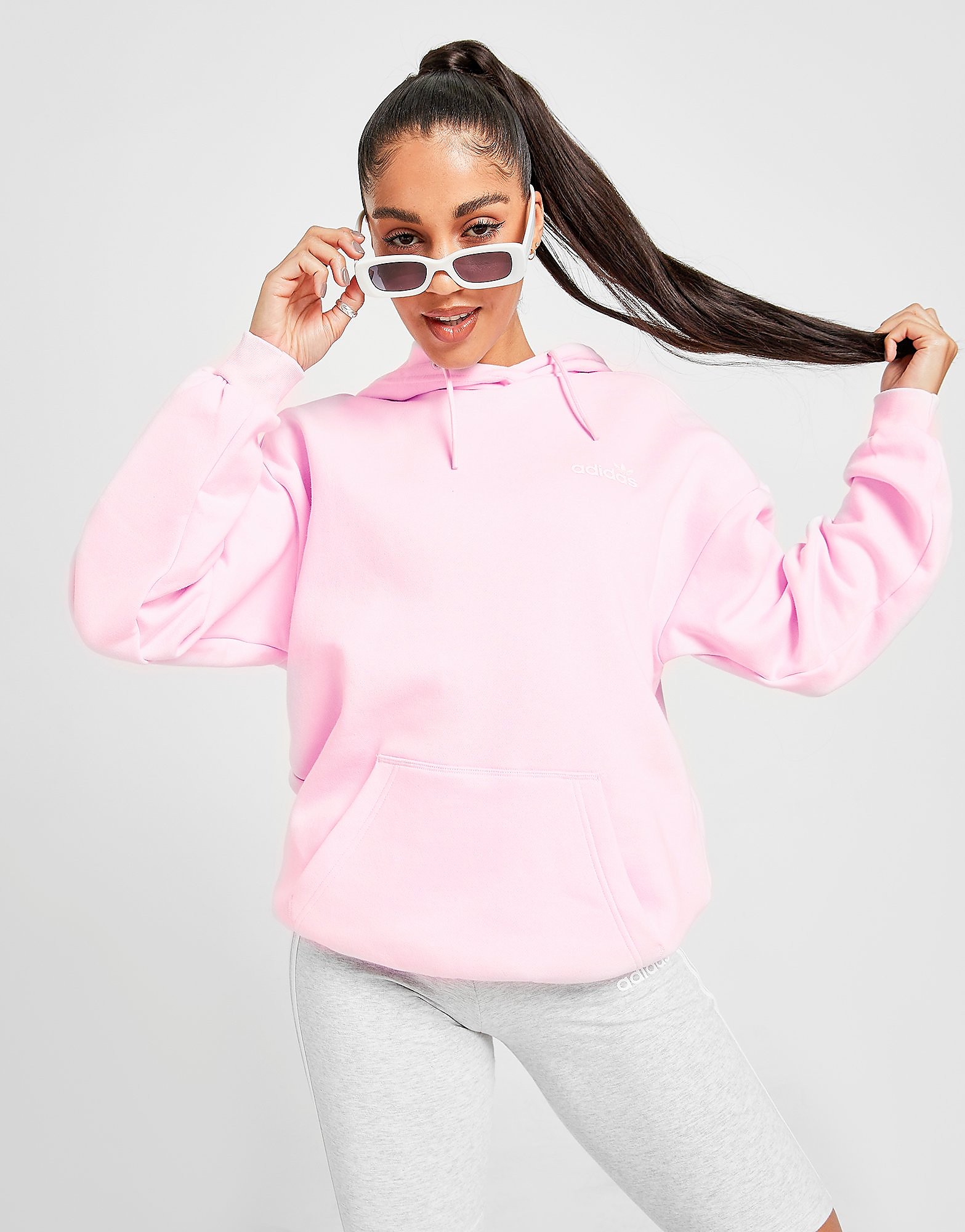 

adidas Originals Linear Fleece Overhead Hoodie - Only at JD - Pink - Womens, Pink