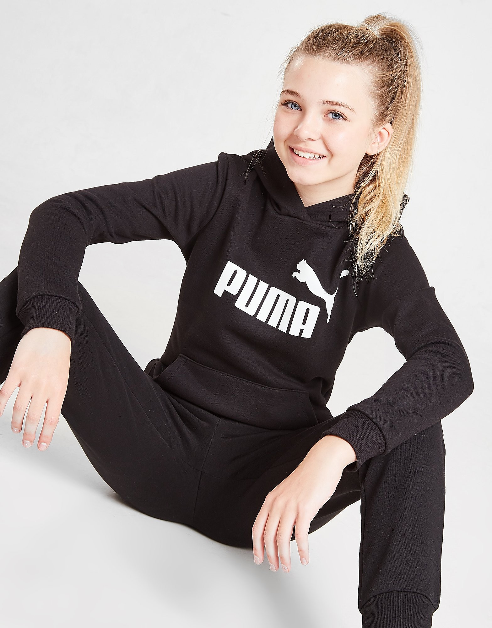 

Puma Girls' Essential Logo Fleece Hoodie Junior - Black - Kids, Black