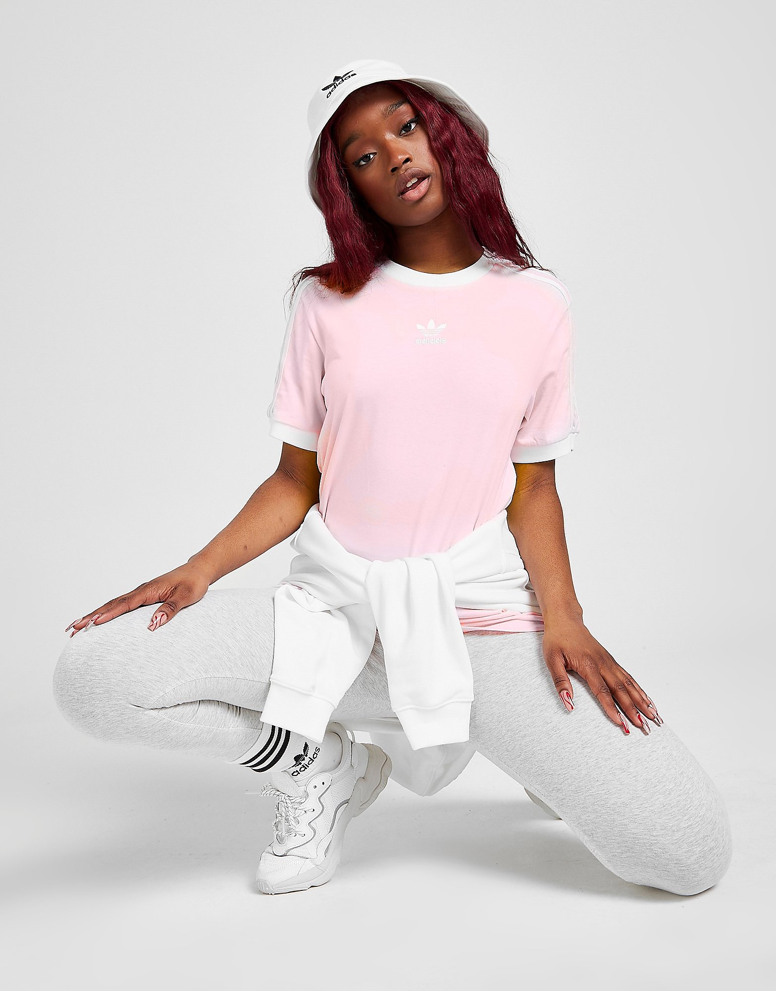 

adidas Originals 3-Stripes Essential Boyfriend T-Shirt - Only at JD - Pink - Womens, Pink