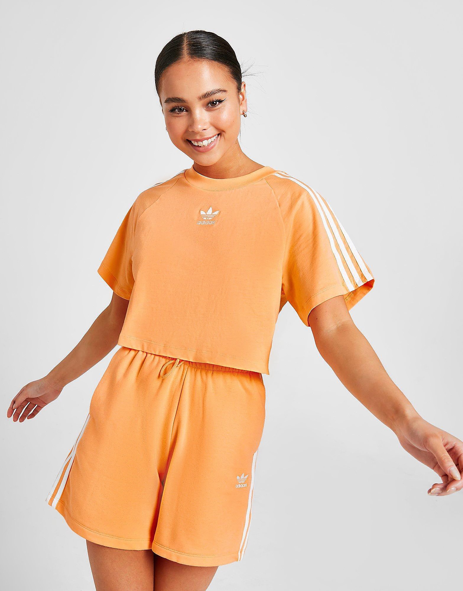 

adidas Originals 3-Stripes Essential Crop T-Shirt - Only at JD - Orange, Orange