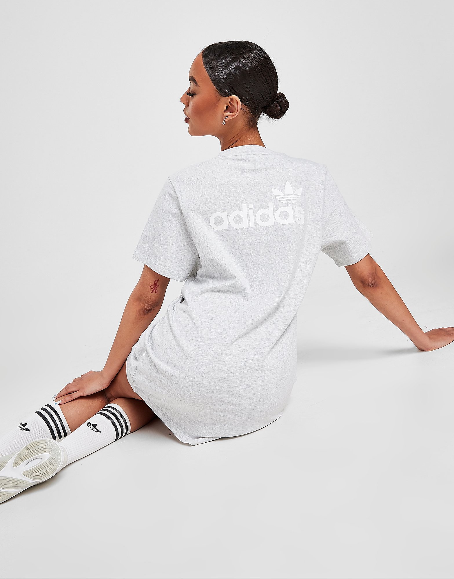 

adidas Originals Linear T-Shirt Dress - Only at JD - Grey - Womens, Grey