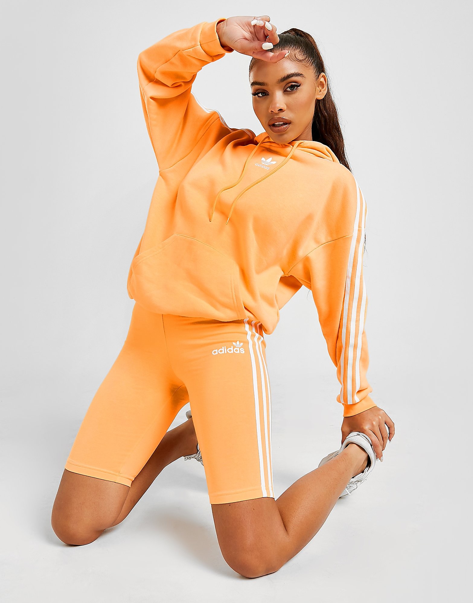 

adidas Originals 3-Stripes Linear Cycle Shorts - Only at JD - Orange - Womens, Orange