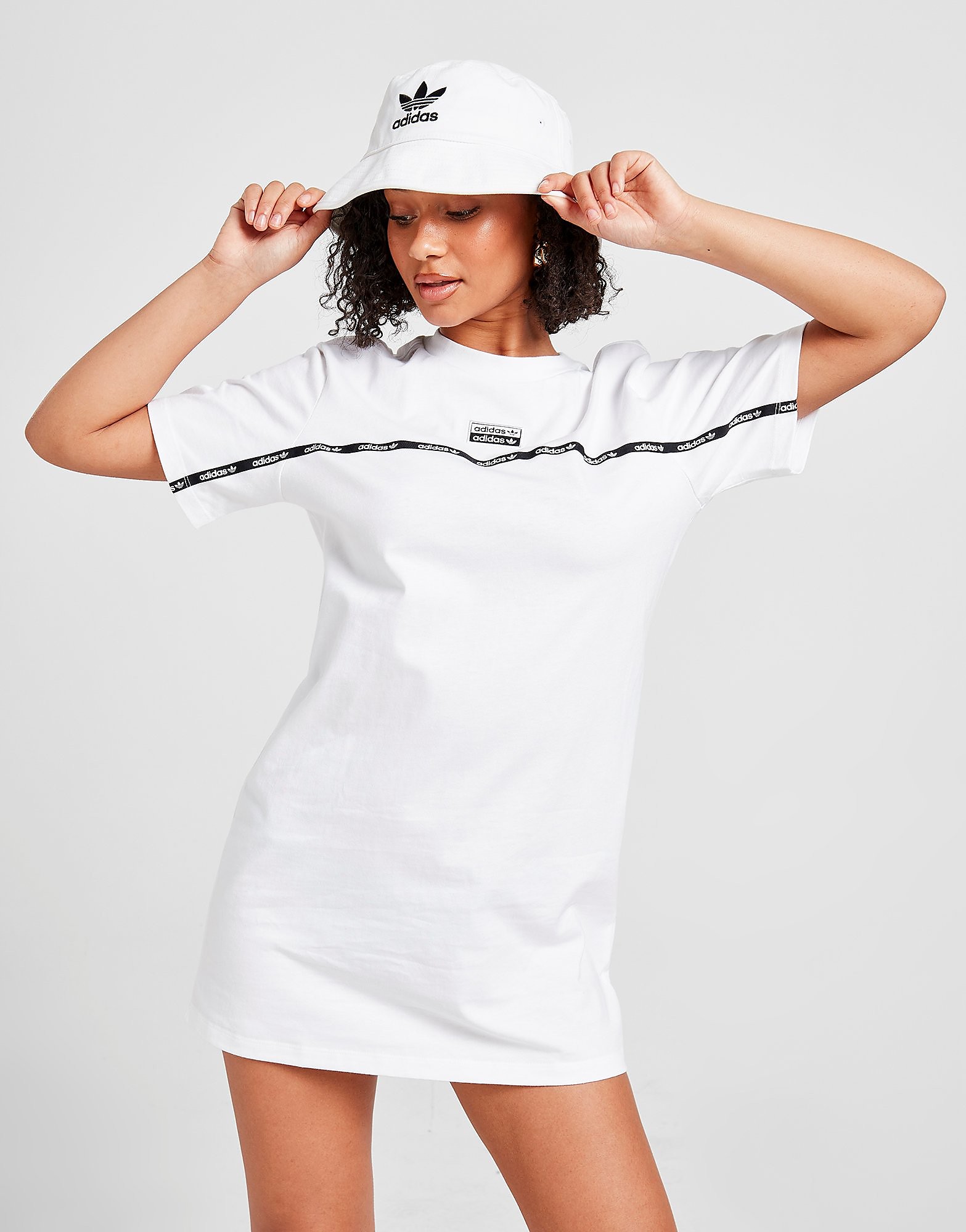 adidas Originals Micro Tape T-Shirt Dress - Only at JD - White - Womens, White