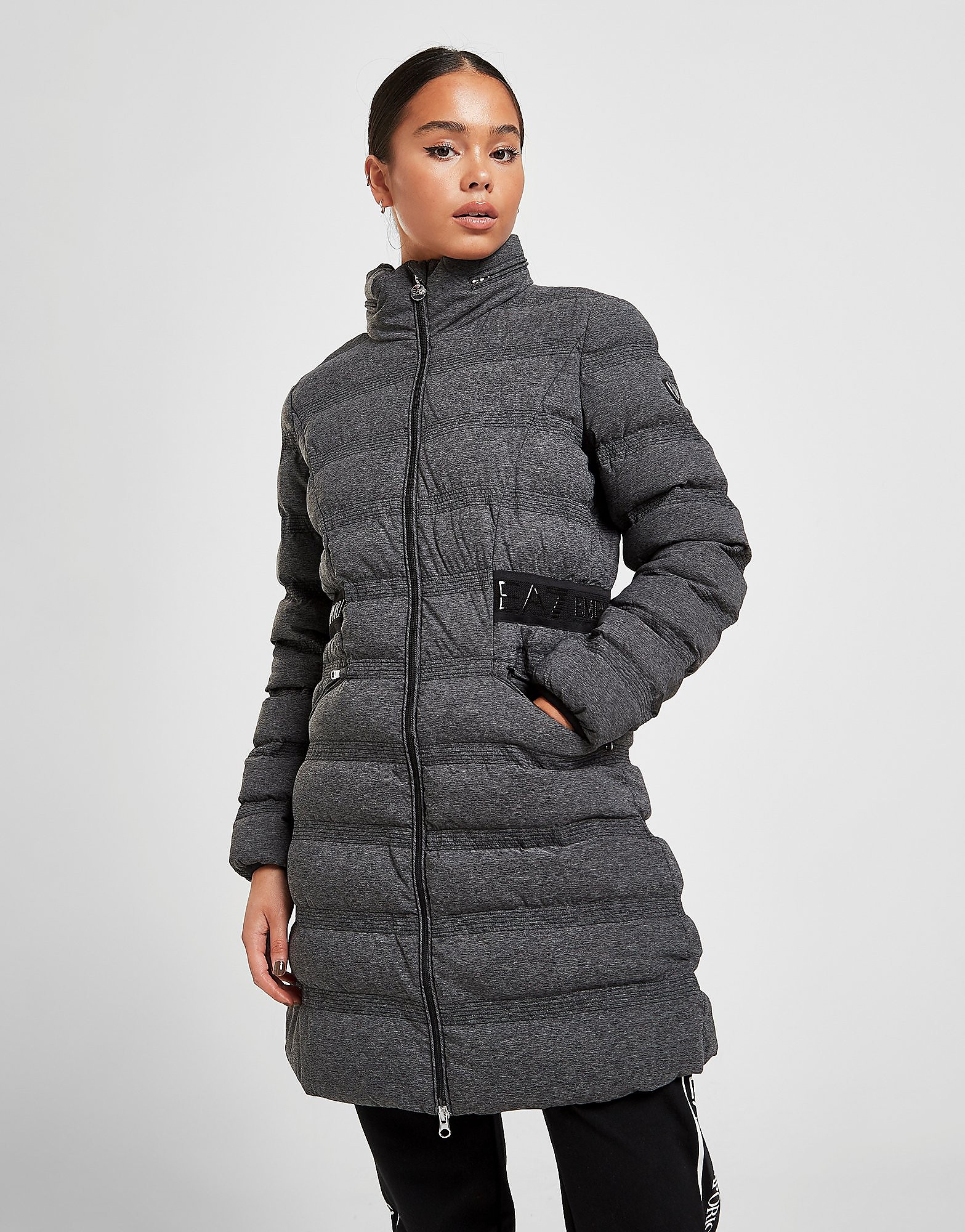 

Emporio Armani EA7 Belted Longline Padded Jacket - Grey - Womens, Grey