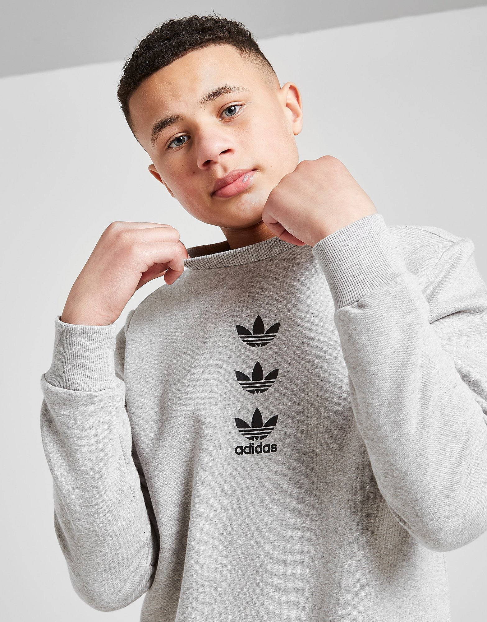 

adidas Originals Repeat Trefoil Crew Sweatshirt Junior - Only at JD - Grey - Kids, Grey