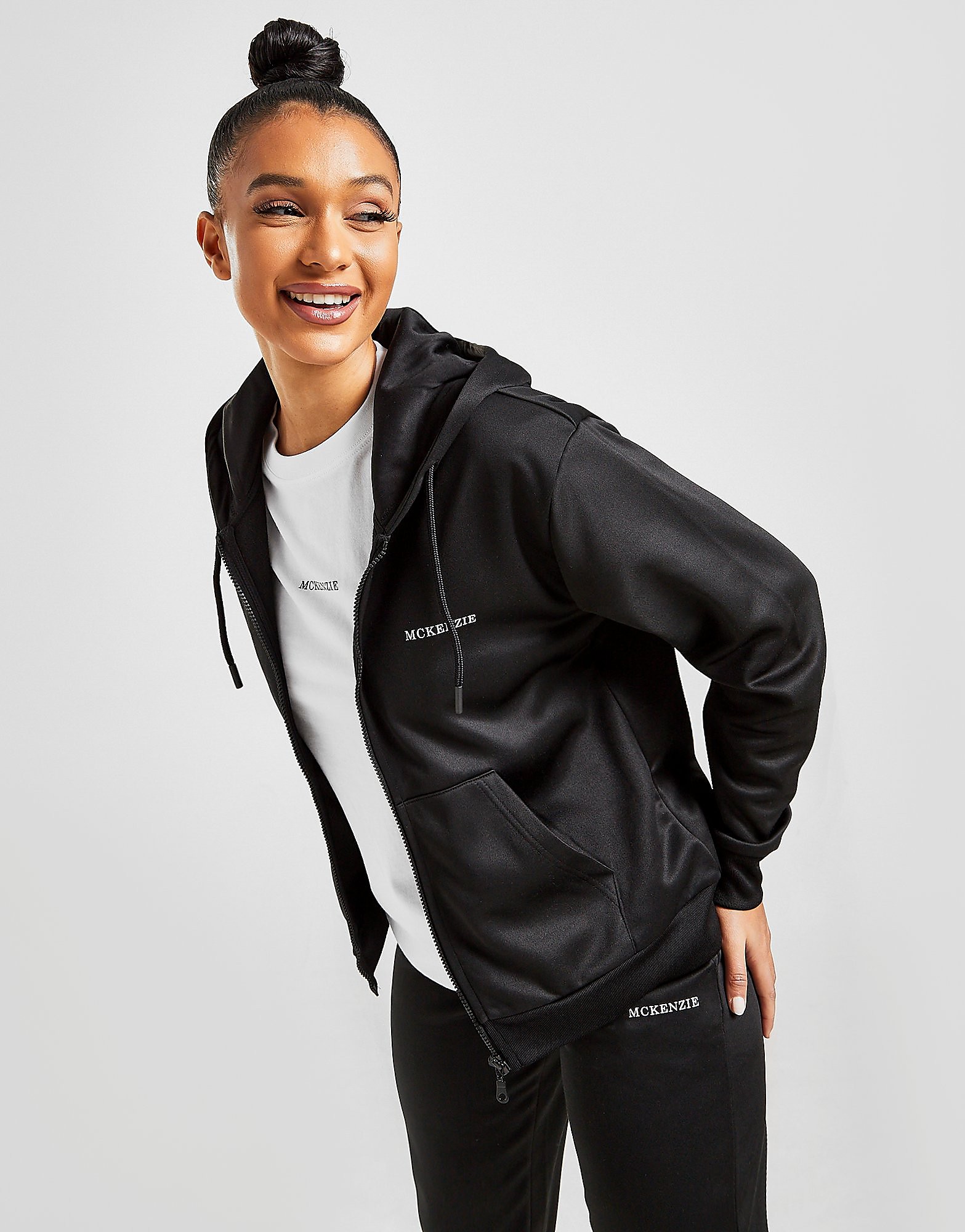 

McKenzie Poly Full Zip Hooded Tracksuit - Only at JD - Black - Womens, Black