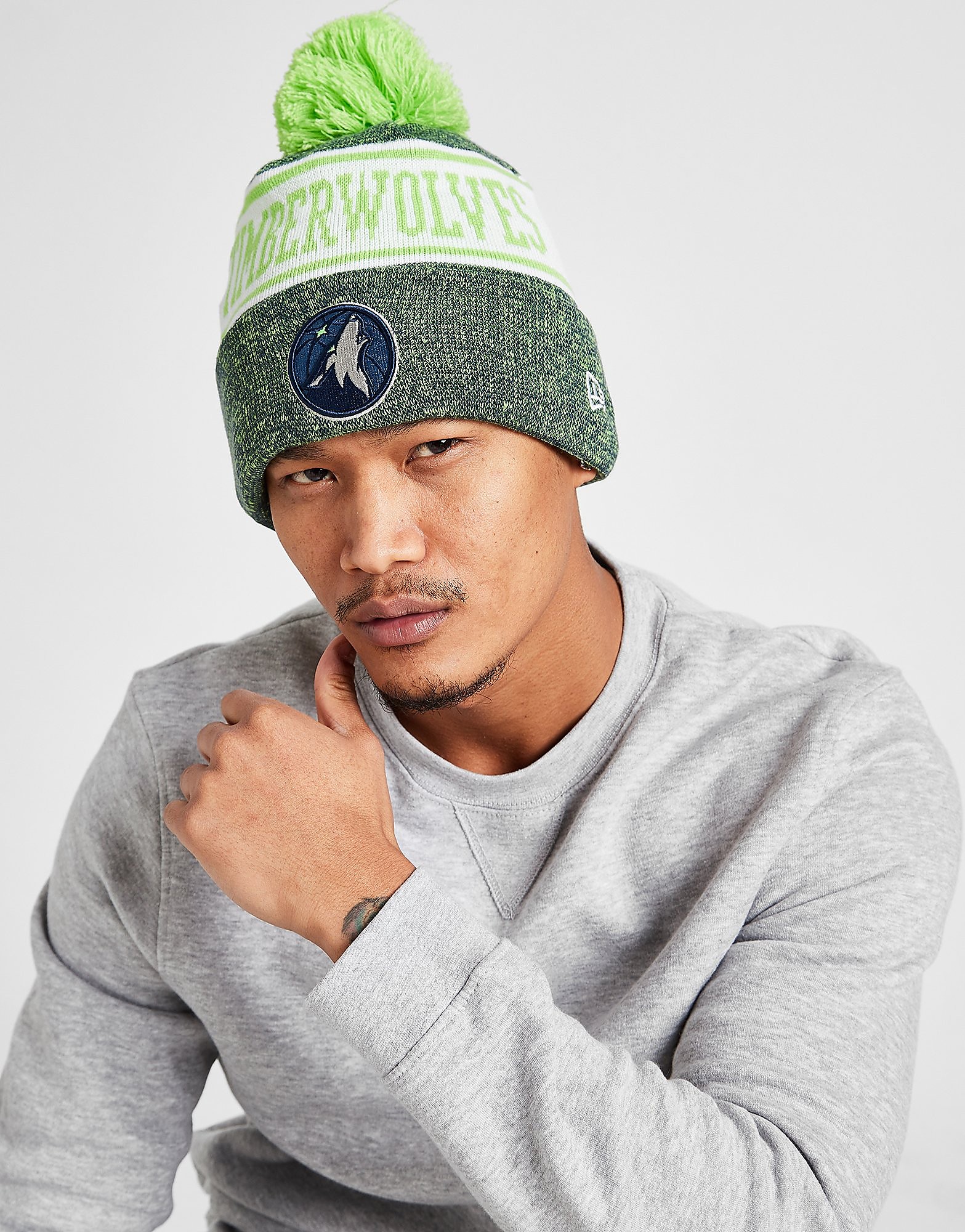 

New Era NBA Minnesota Timberwolves Pom Beanie Hat - Only at JD - Blue/Green - Womens, Blue/Green