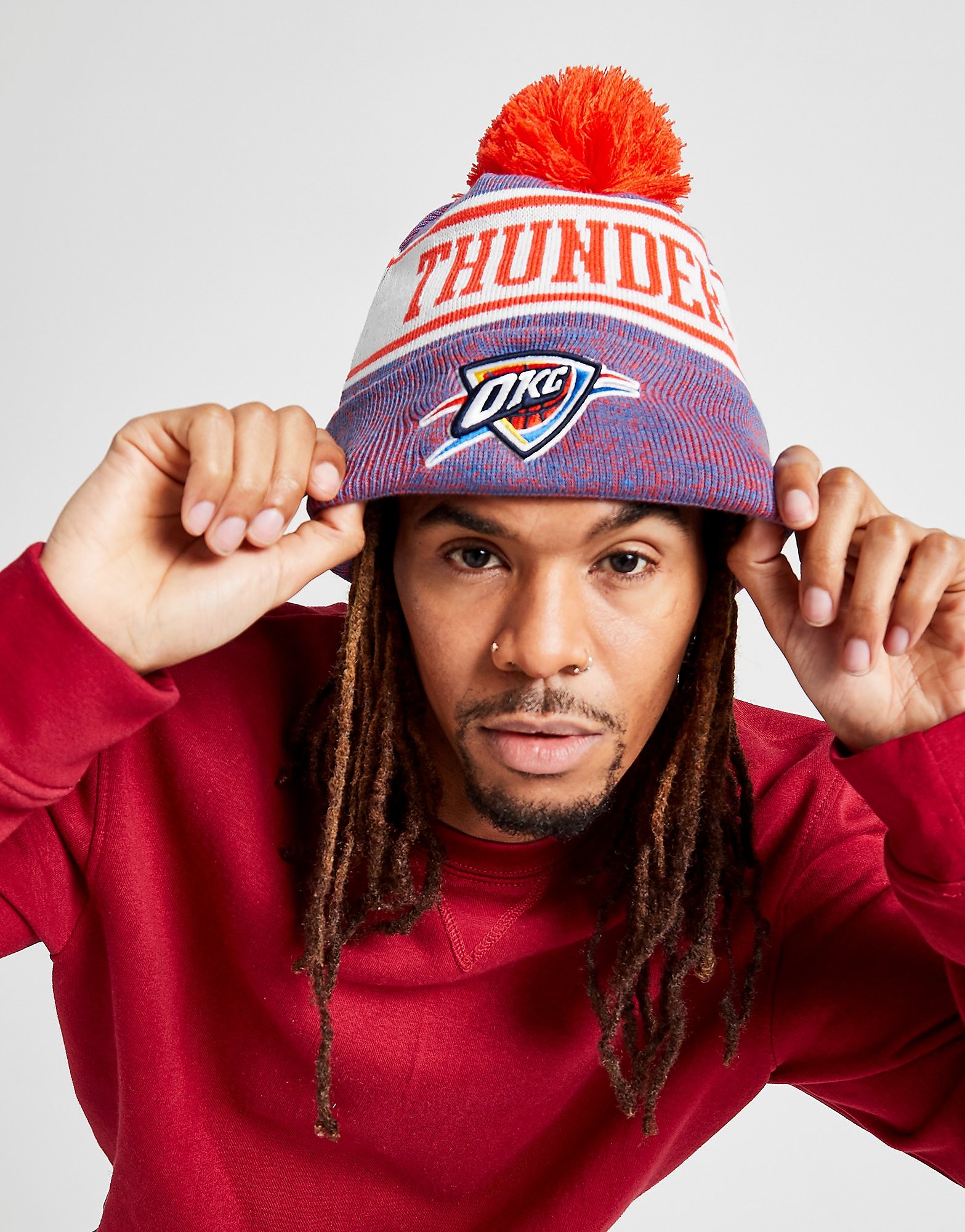 

New Era NBA Oklahoma City Thunder Pom Beanie Hat - Only at JD - Blue - Womens, Blue