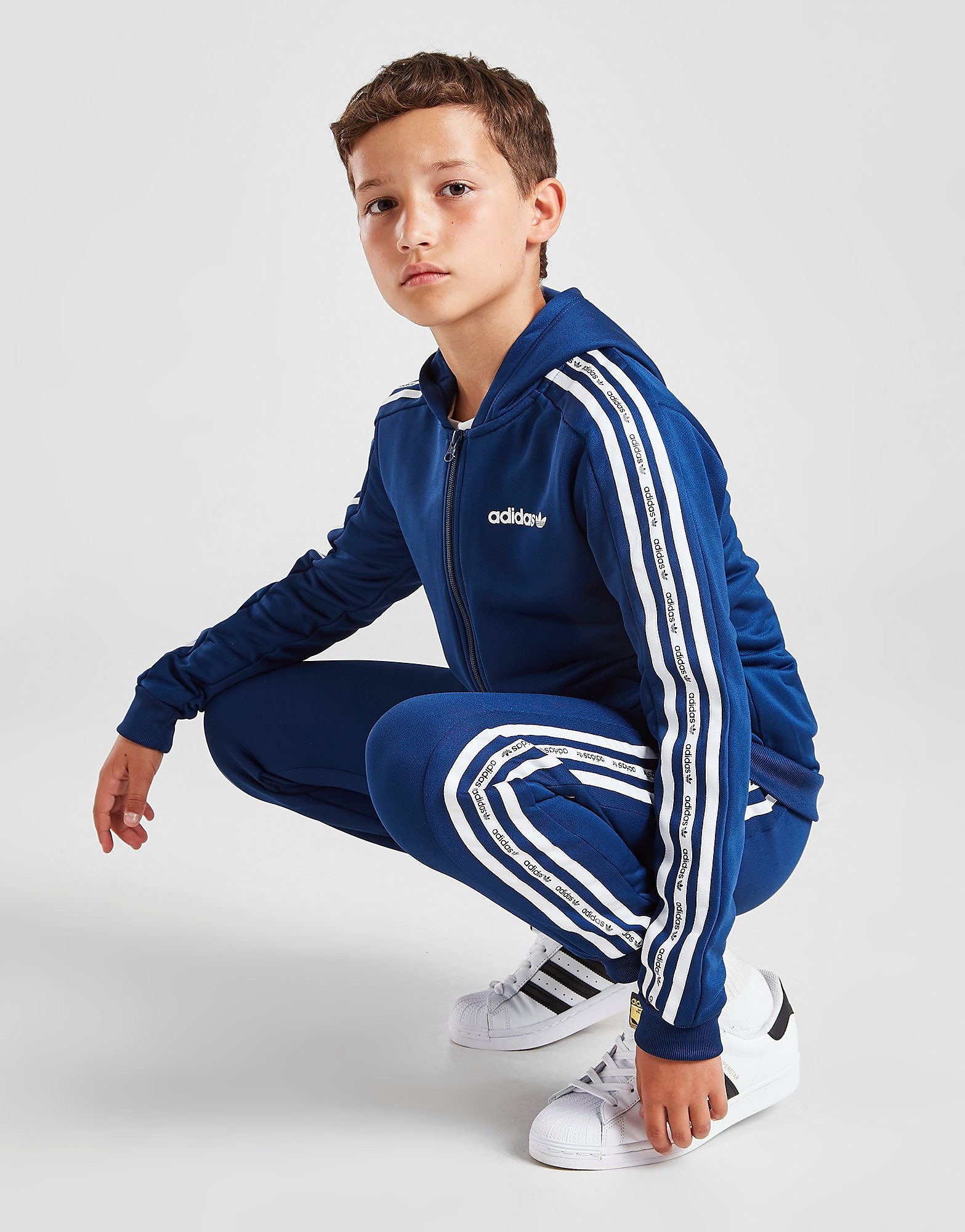 adidas Originals 3-Stripes Tape Full Zip Hoodie Junior - Blue - Kids, Blue