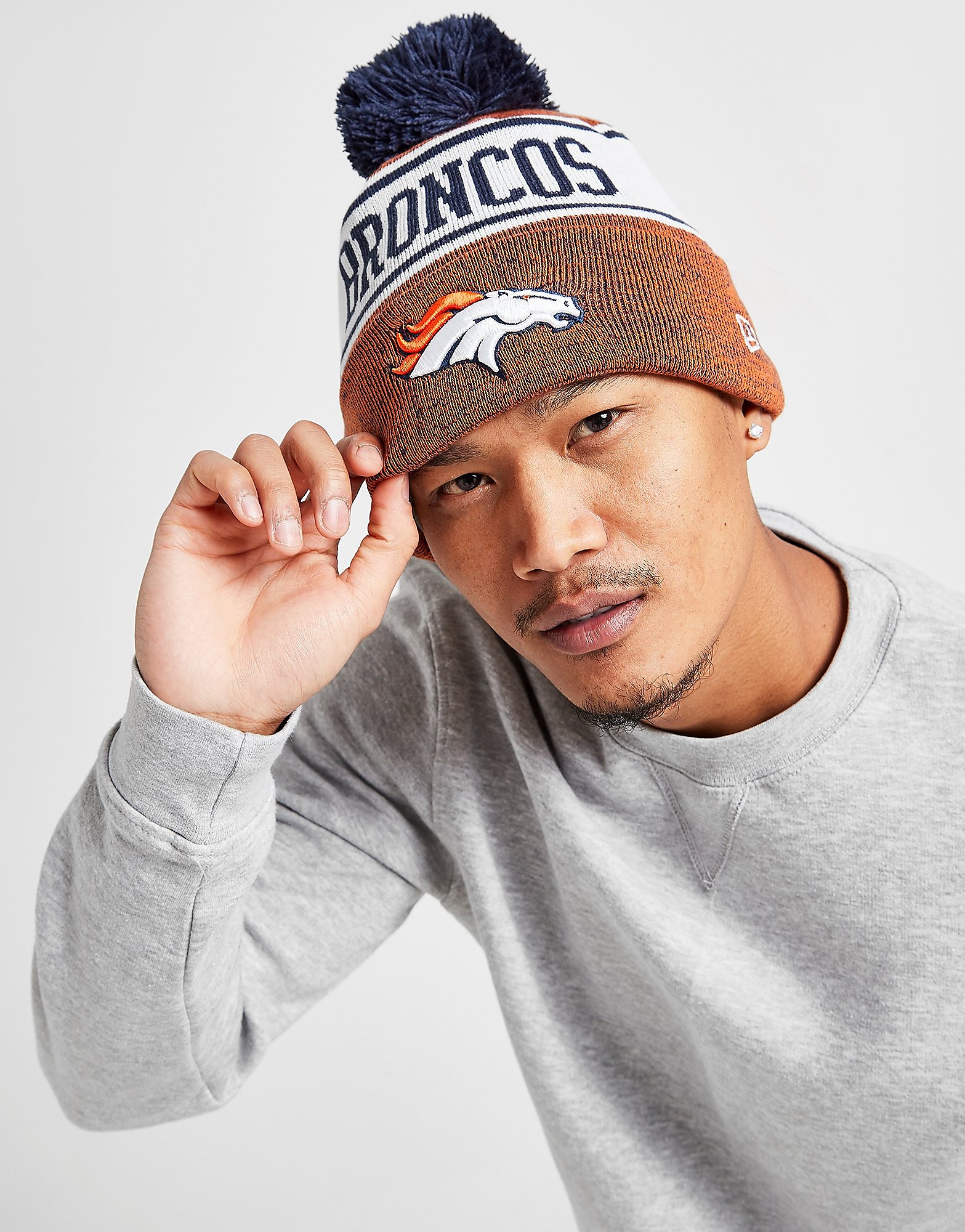 

New Era NFL Denver Broncos Pom Beanie Hat - Only at JD - Orange/Blue - Womens, Orange/Blue