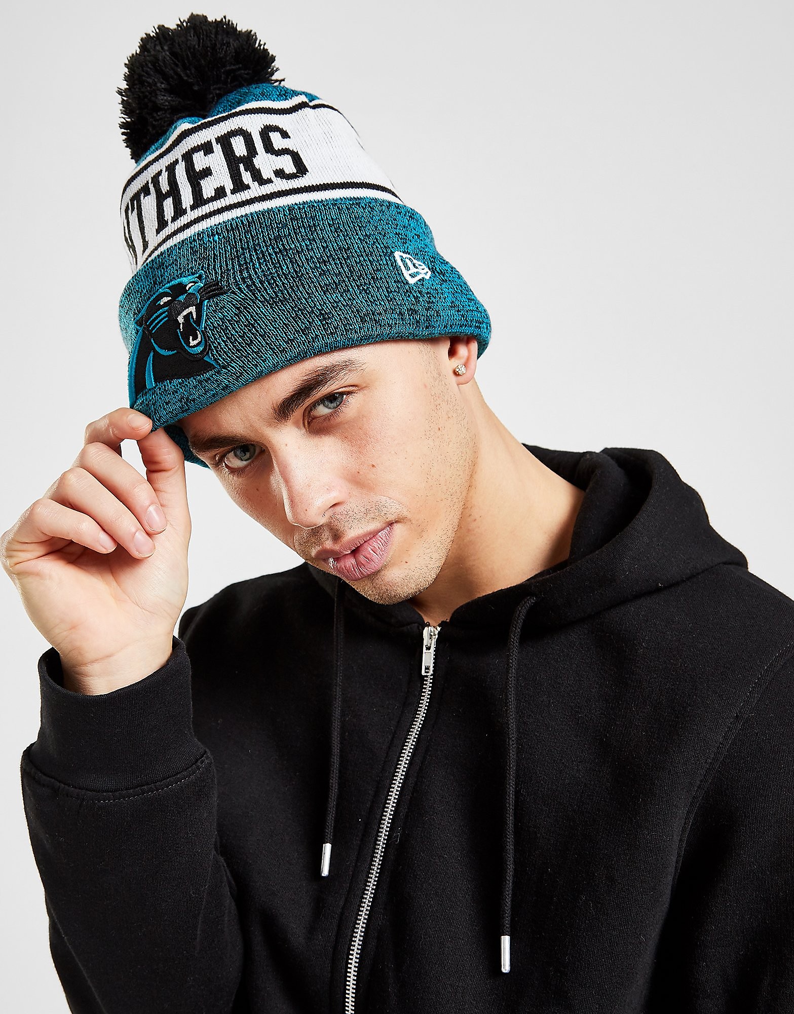 

New Era NFL Carolina Panthers Pom Beanie Hat - Only at JD - Blue/Black - Womens, Blue/Black