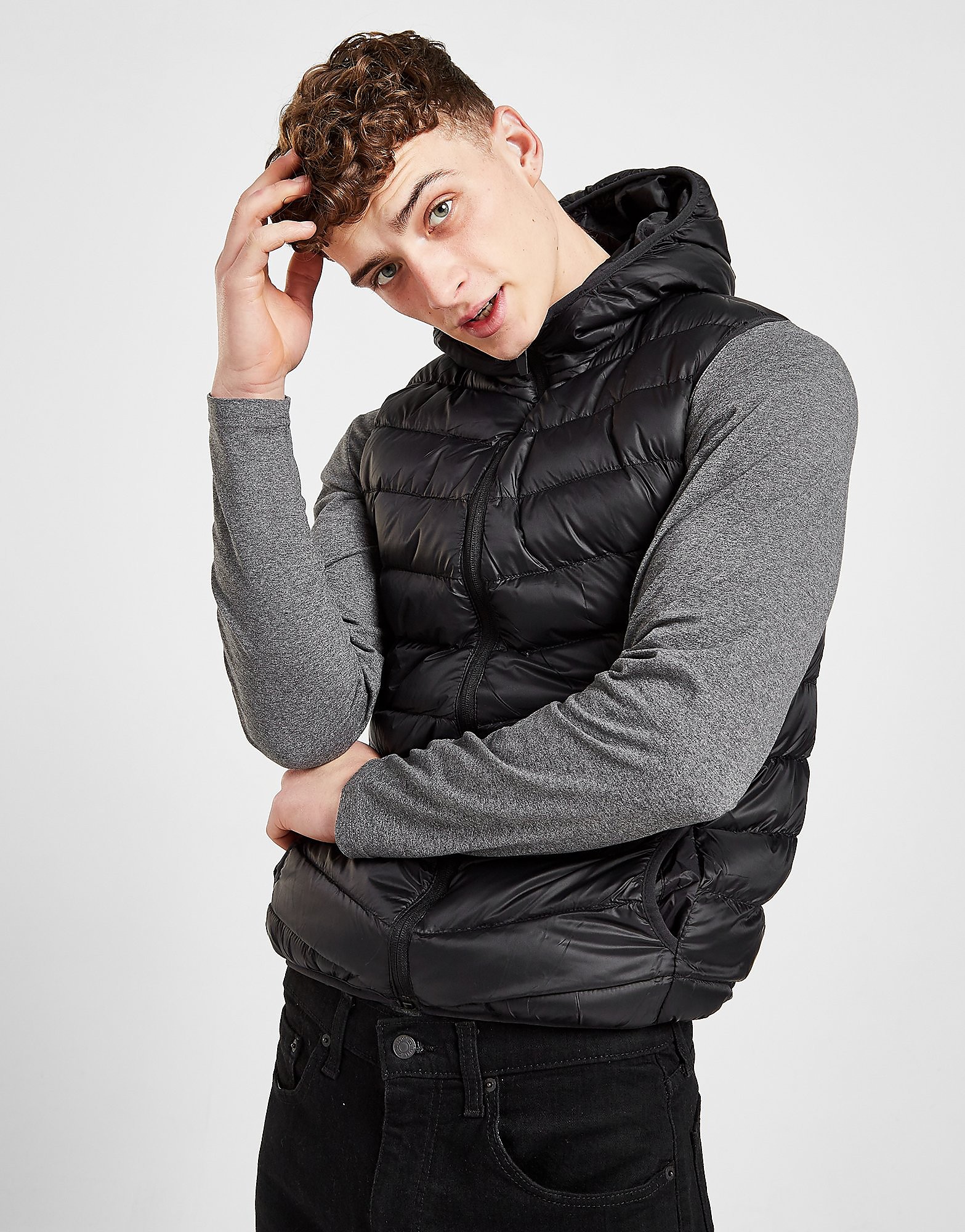 

Brave Soul Blackburn Hooded Gilet - Black - Mens, Black