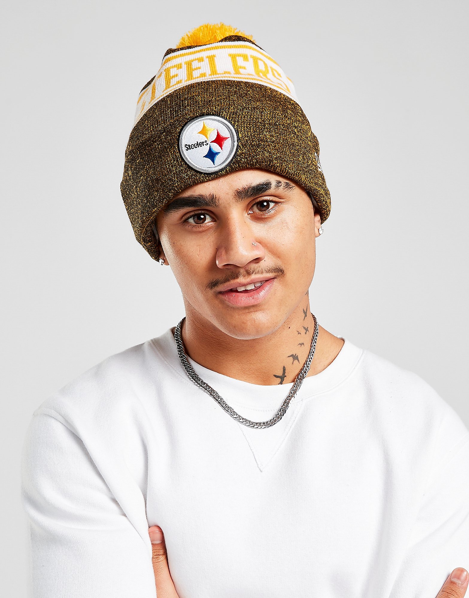 

New Era NFL Pittsburgh Steelers Pom Beanie Hat - Only at JD - Yellow/Black - Womens, Yellow/Black