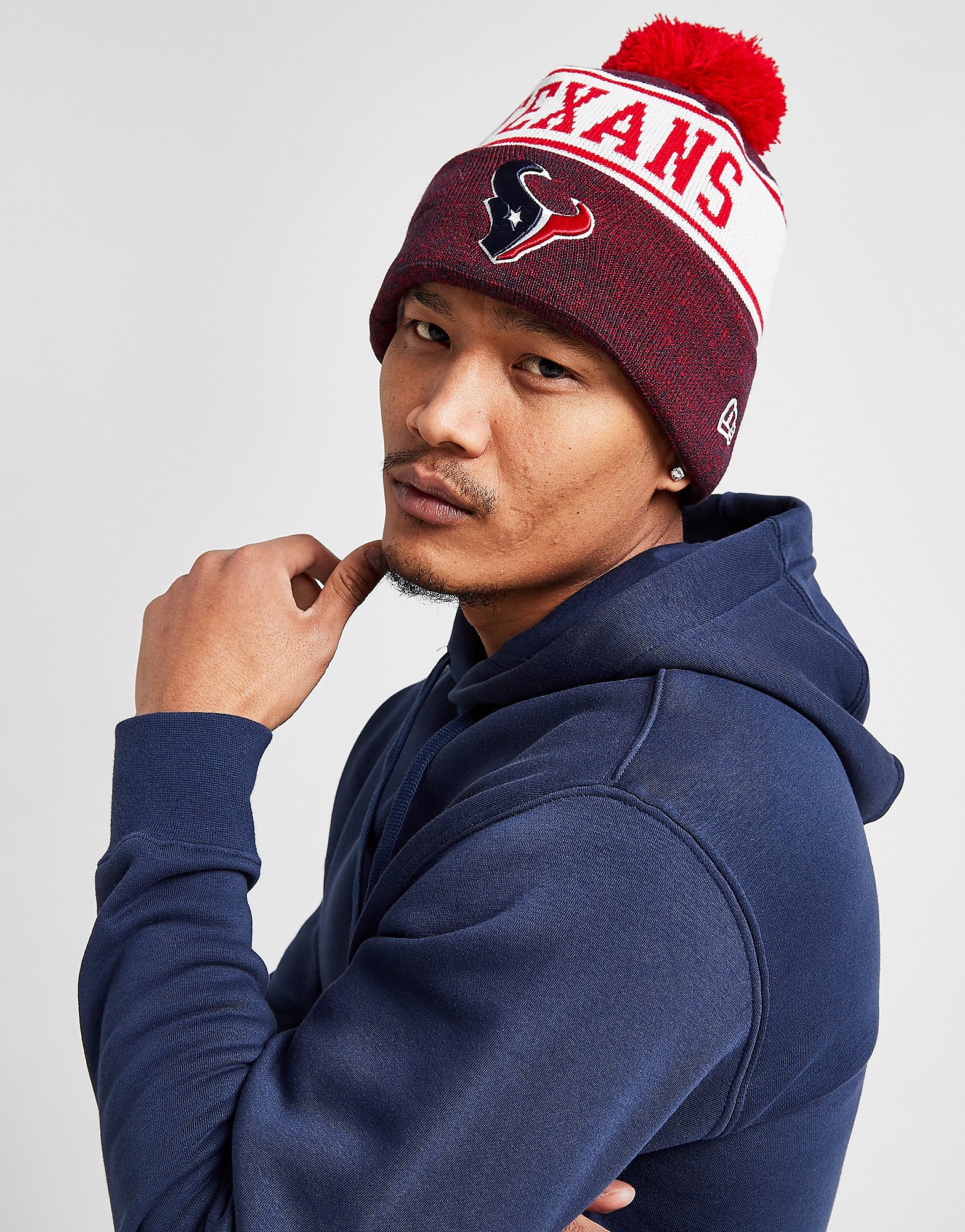 

New Era NFL Houston Texans Pom Beanie Hat - Only at JD - Blue/Red - Womens, Blue/Red