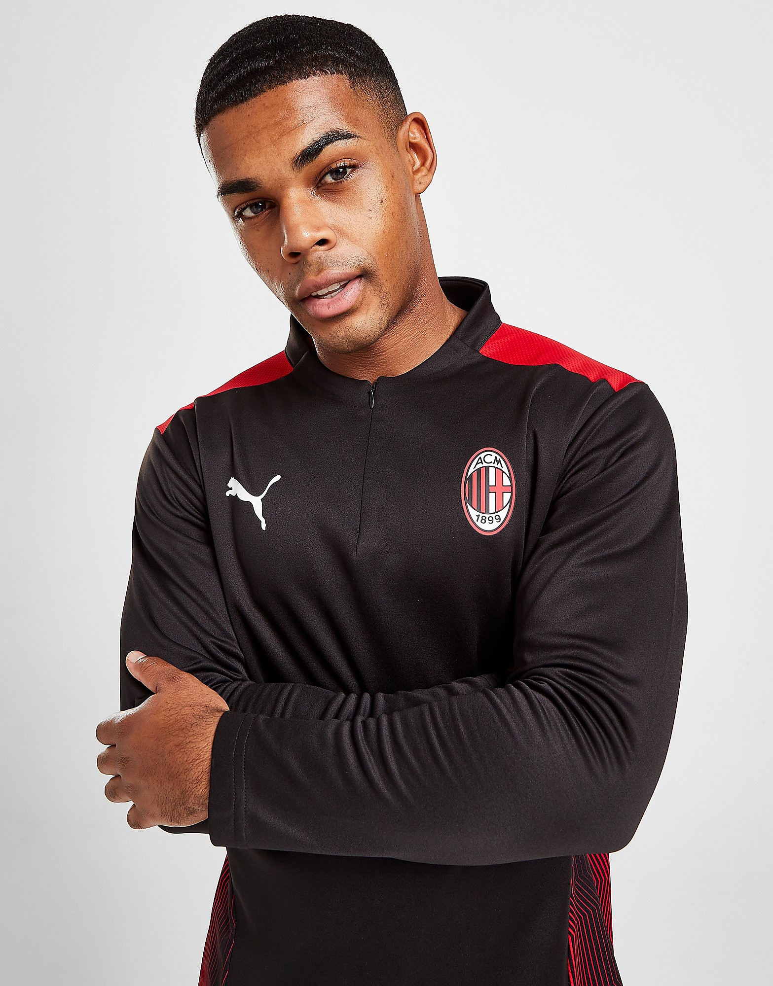 Puma AC Milan Quarter-Zip Training Top - Black - Mens, Black
