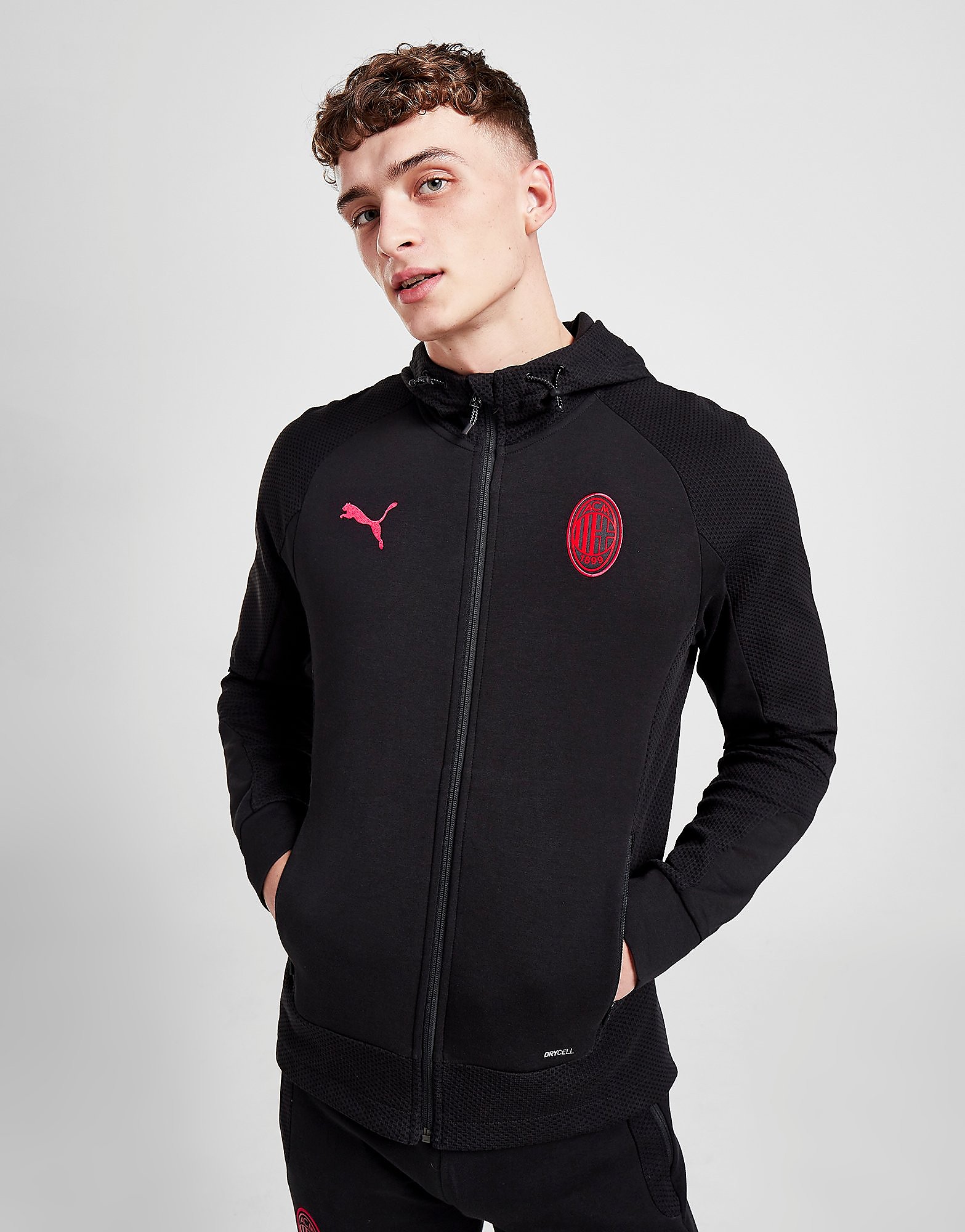 

Puma AC Milan Hooded Track Jacket - Black - Mens, Black