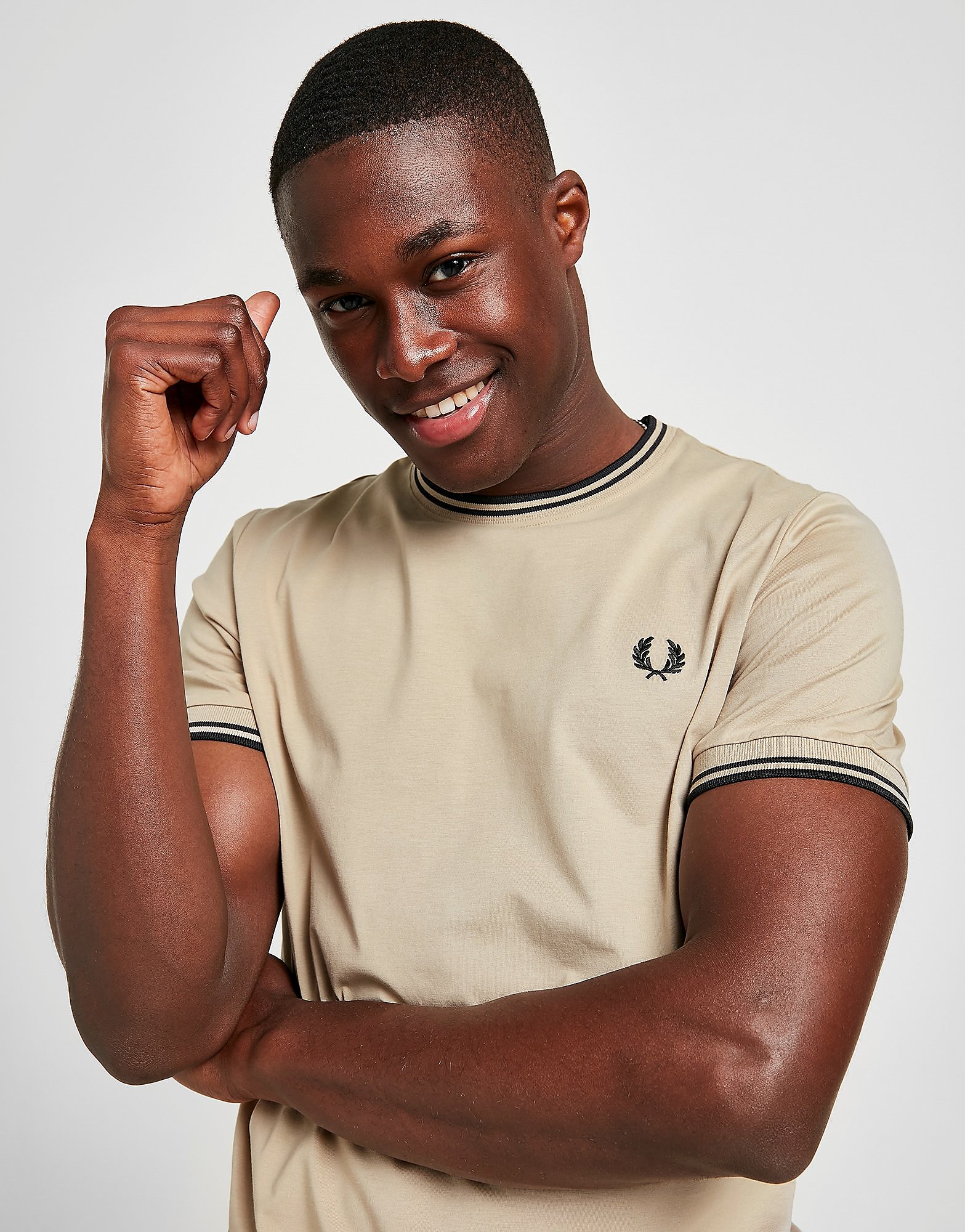 Fred perry twin tipped t-shirt - only at jd - mens, beige, fred perry
