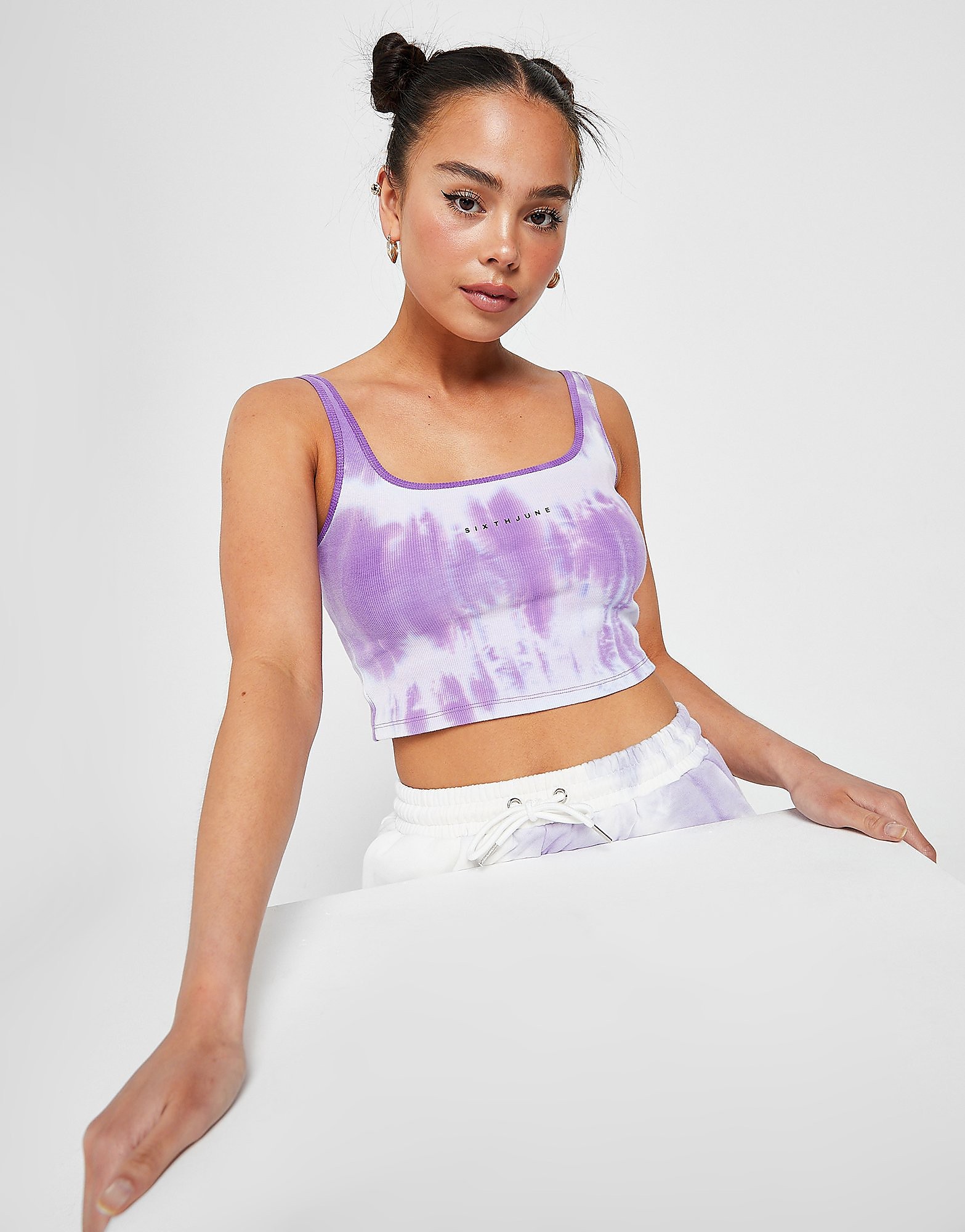 

Sixth June Tie Dye Rib Tank Top - Purple - Womens, Purple