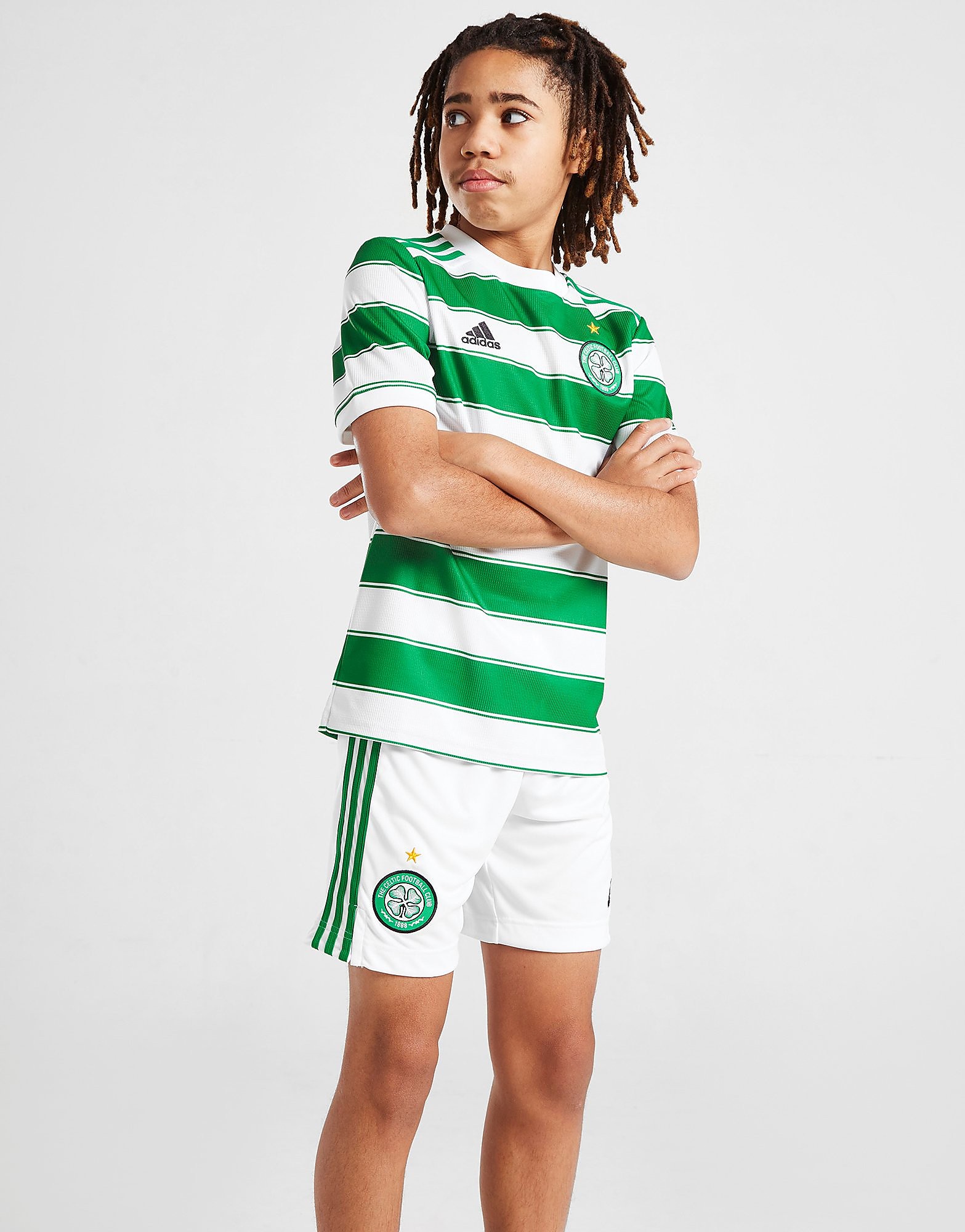 

adidas Celtic FC 2021/22 Home Shorts Junior - White - Kids, White