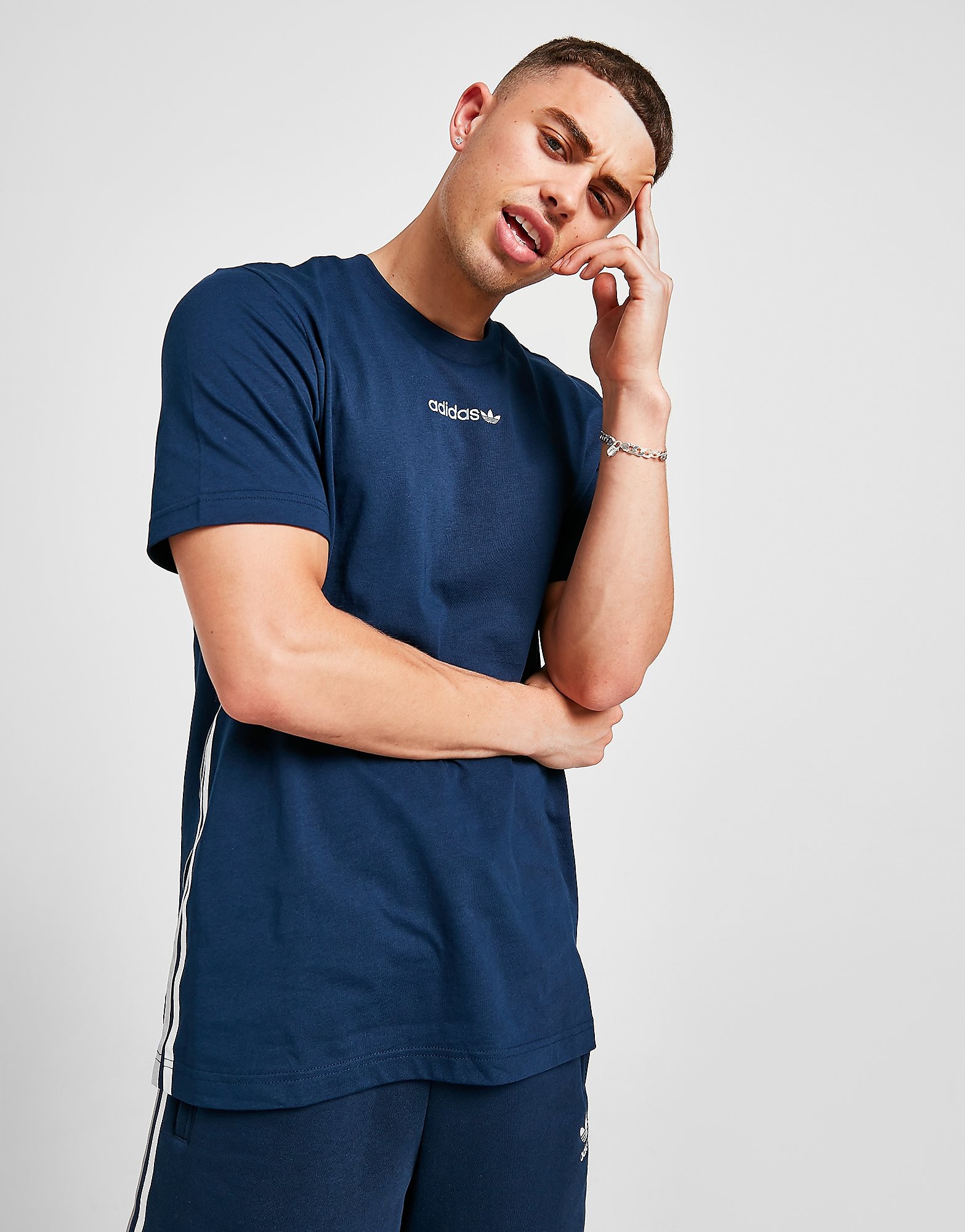 

adidas Originals Back Hit Tristripe T-Shirt - Only at JD - Navy - Mens, Navy