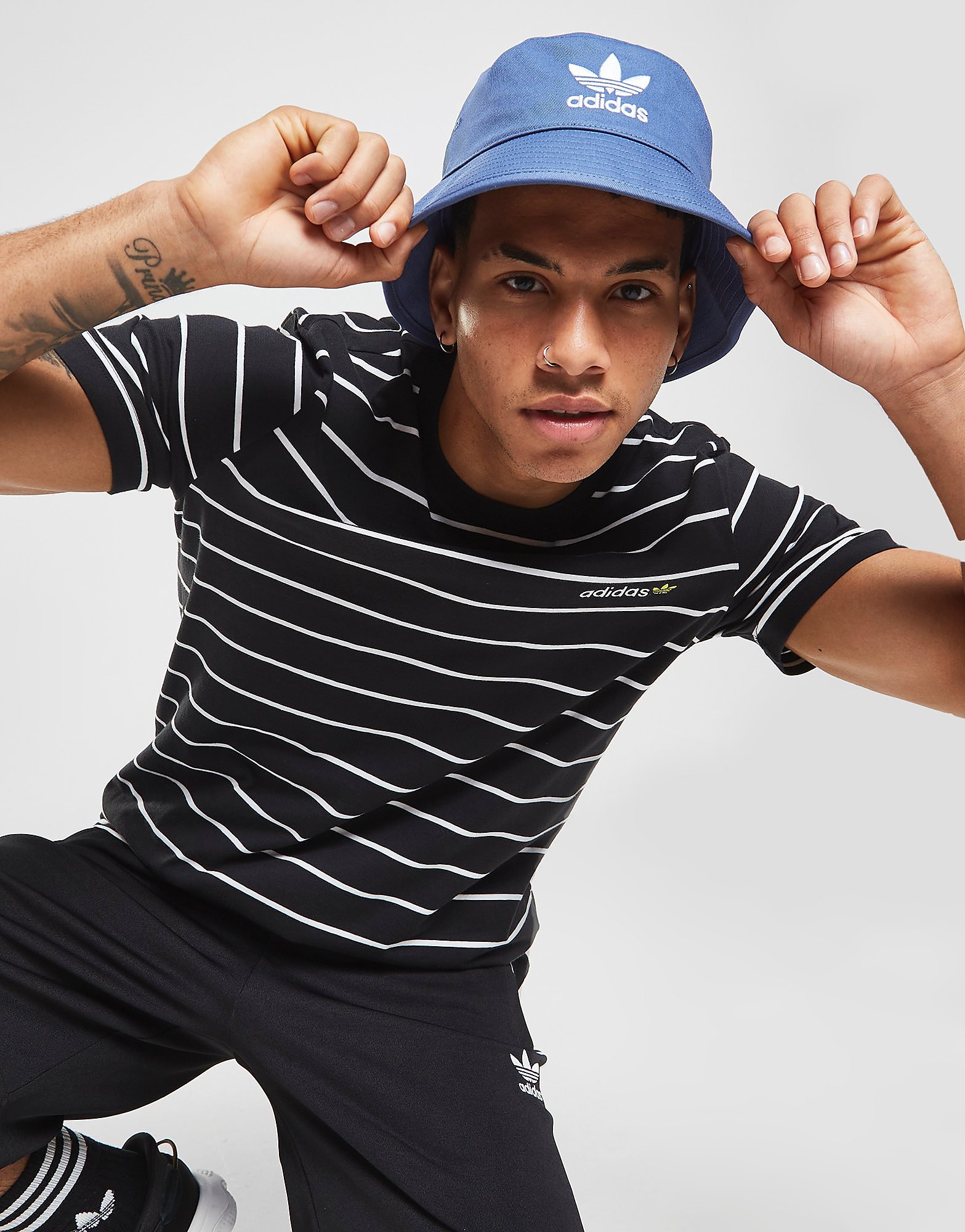 

adidas Originals Linear Stripe T-Shirt - Only at JD - Black/White - Mens, Black/White