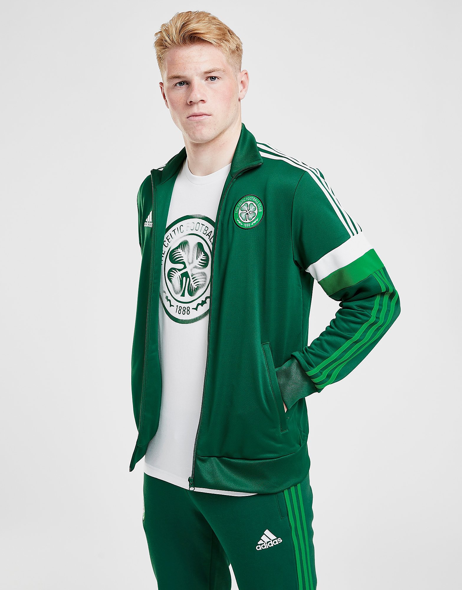 

adidas Celtic FC 3-Stripes Track Top - Green - Mens, Green