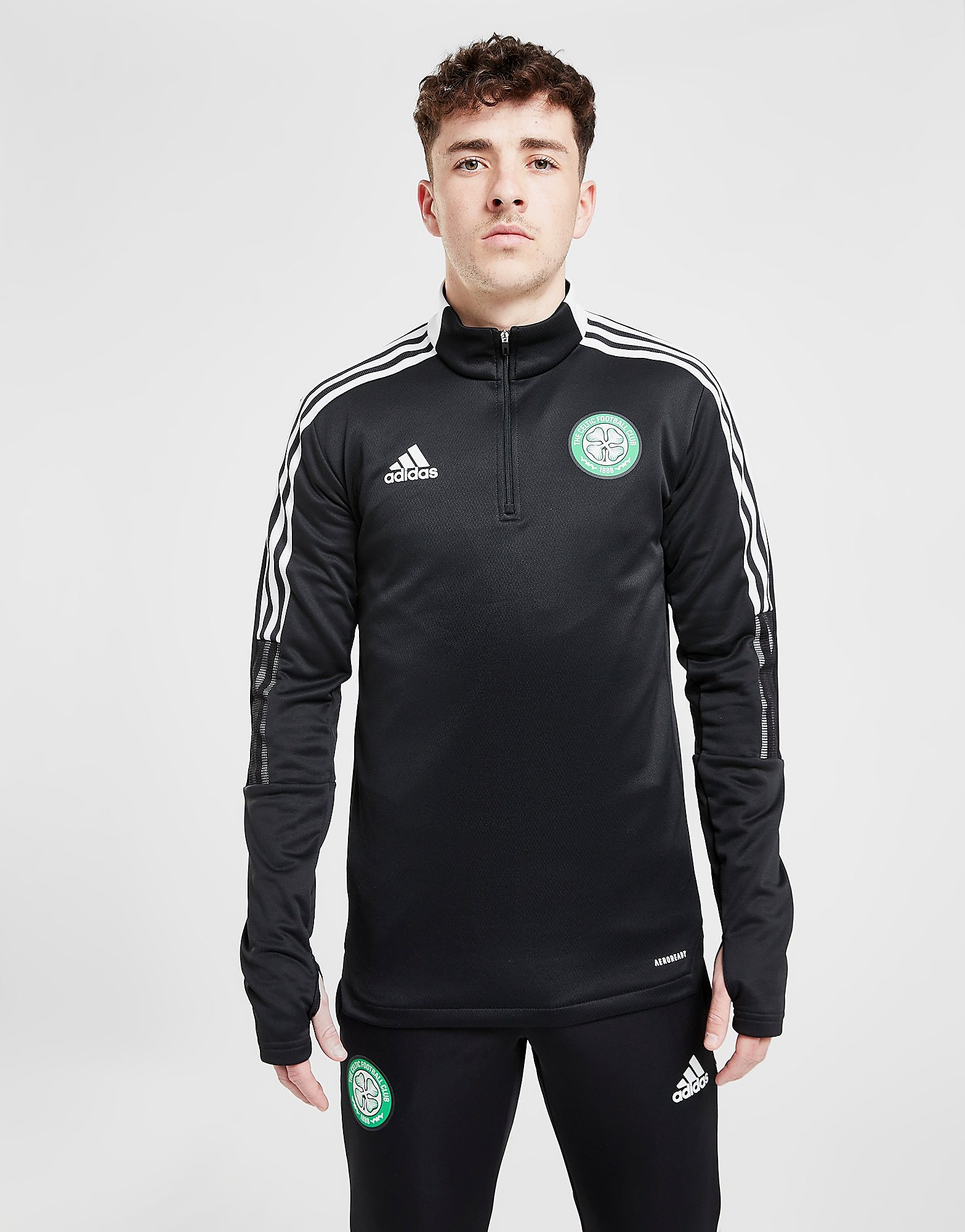 

adidas Celtic FC Training 1/4 Zip Top - Black - Mens, Black