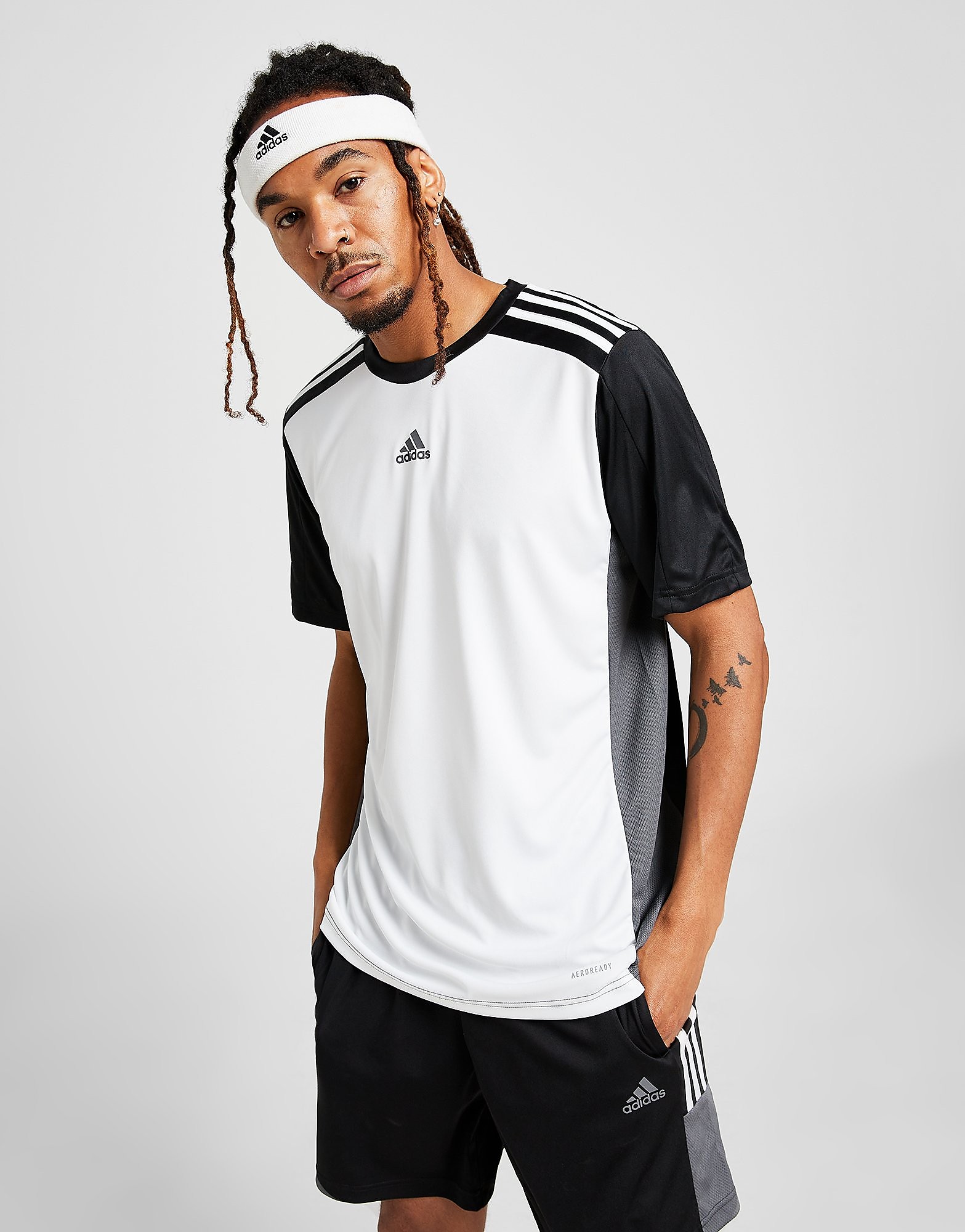 

adidas Match T-Shirt - Only at JD - White/Black - Mens, White/Black